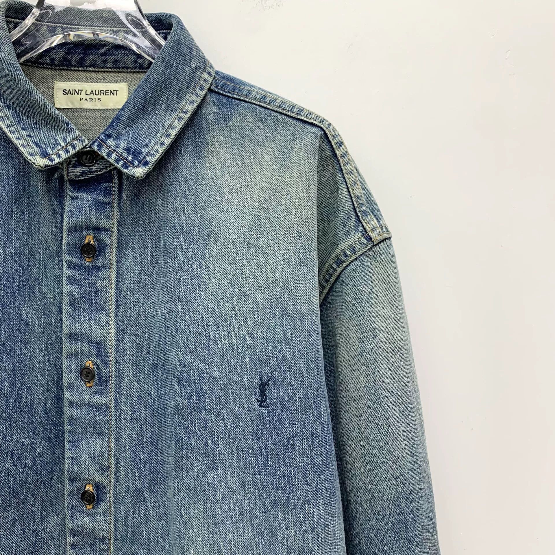 Yves Saint Laurent Yves Saint Laurent Blue Denim Shirt Size US XL / EU 56 / 4 - 3 Thumbnail