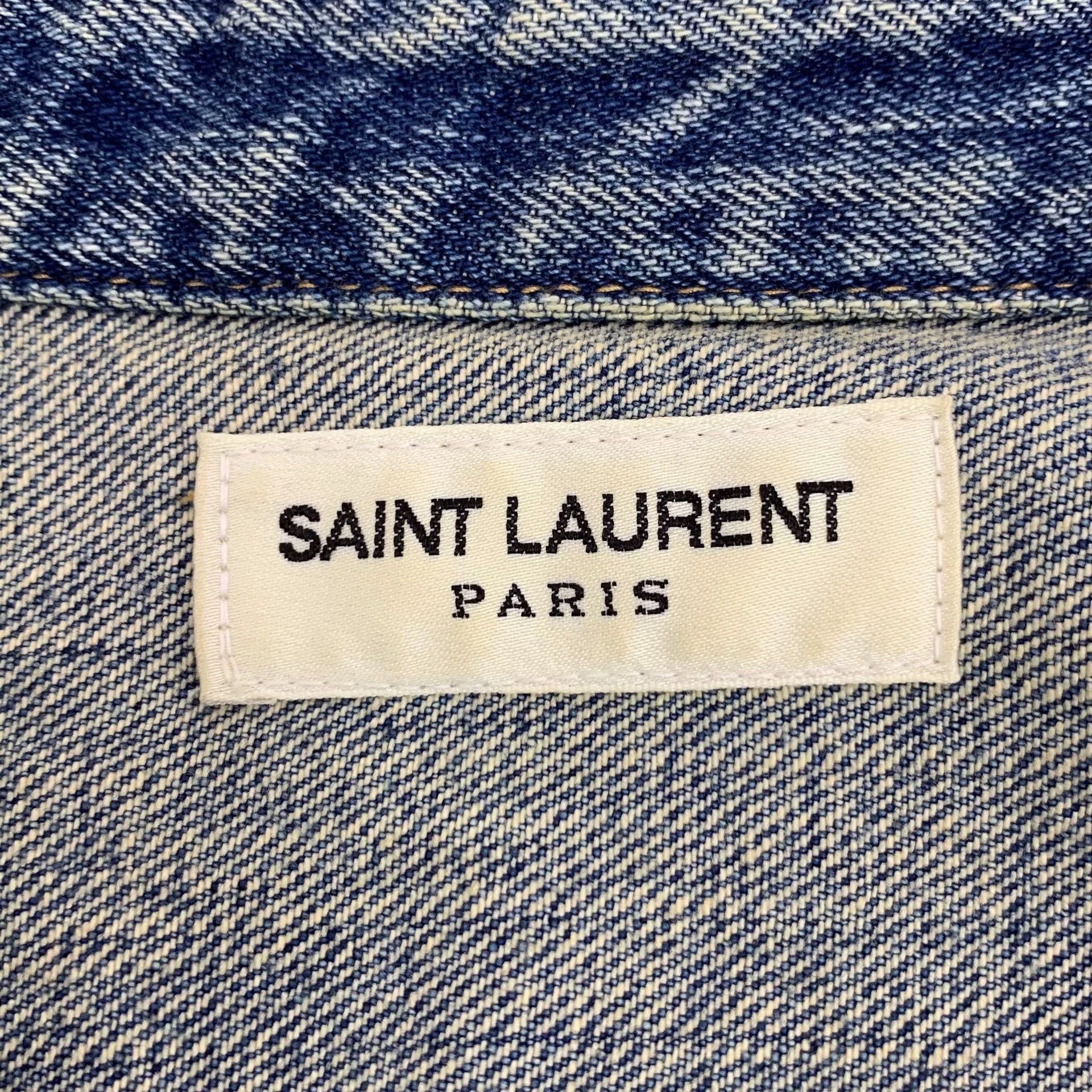 Yves Saint Laurent Yves Saint Laurent Blue Denim Shirt Size US XL / EU 56 / 4 - 5 Thumbnail