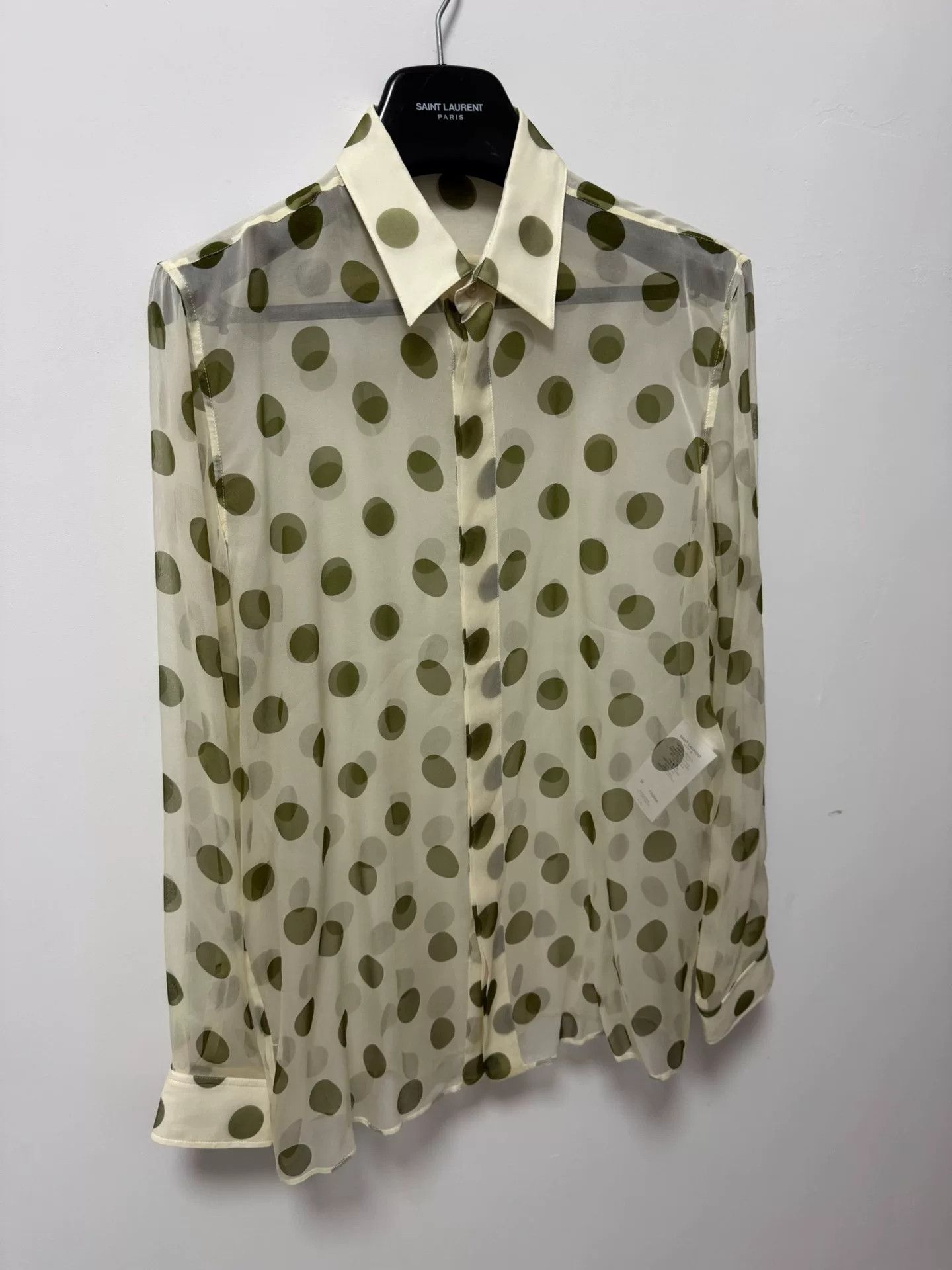 Anthony Vaccarello Saint Laurent Polka Dot Silk Shirt Size S / US 4 / IT 40 - 3 Thumbnail