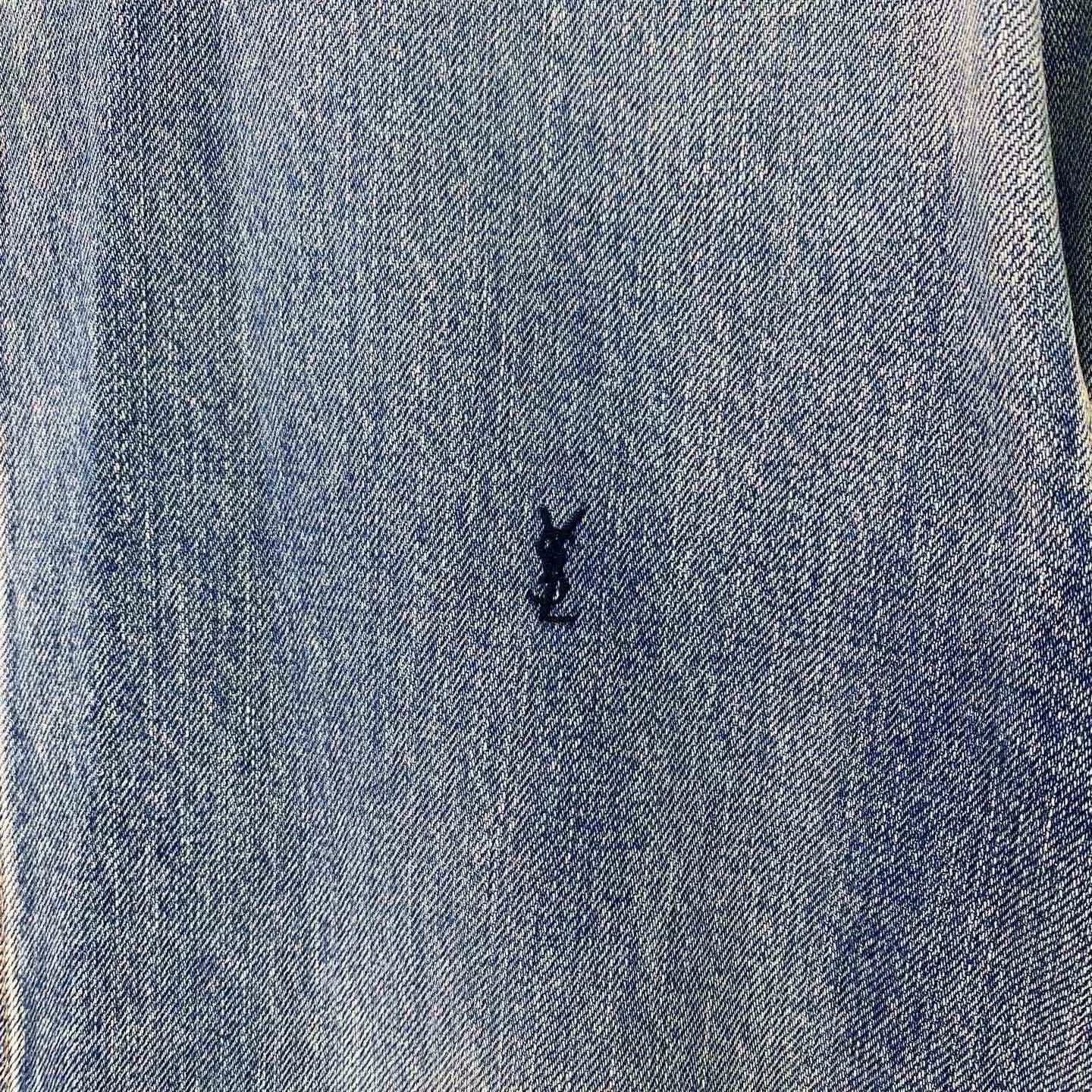 Saint Laurent Paris Saint Laurent Blue Logo Embroidered Denim Shirt Size US L / EU 52-54 / 3 - 3 Thumbnail