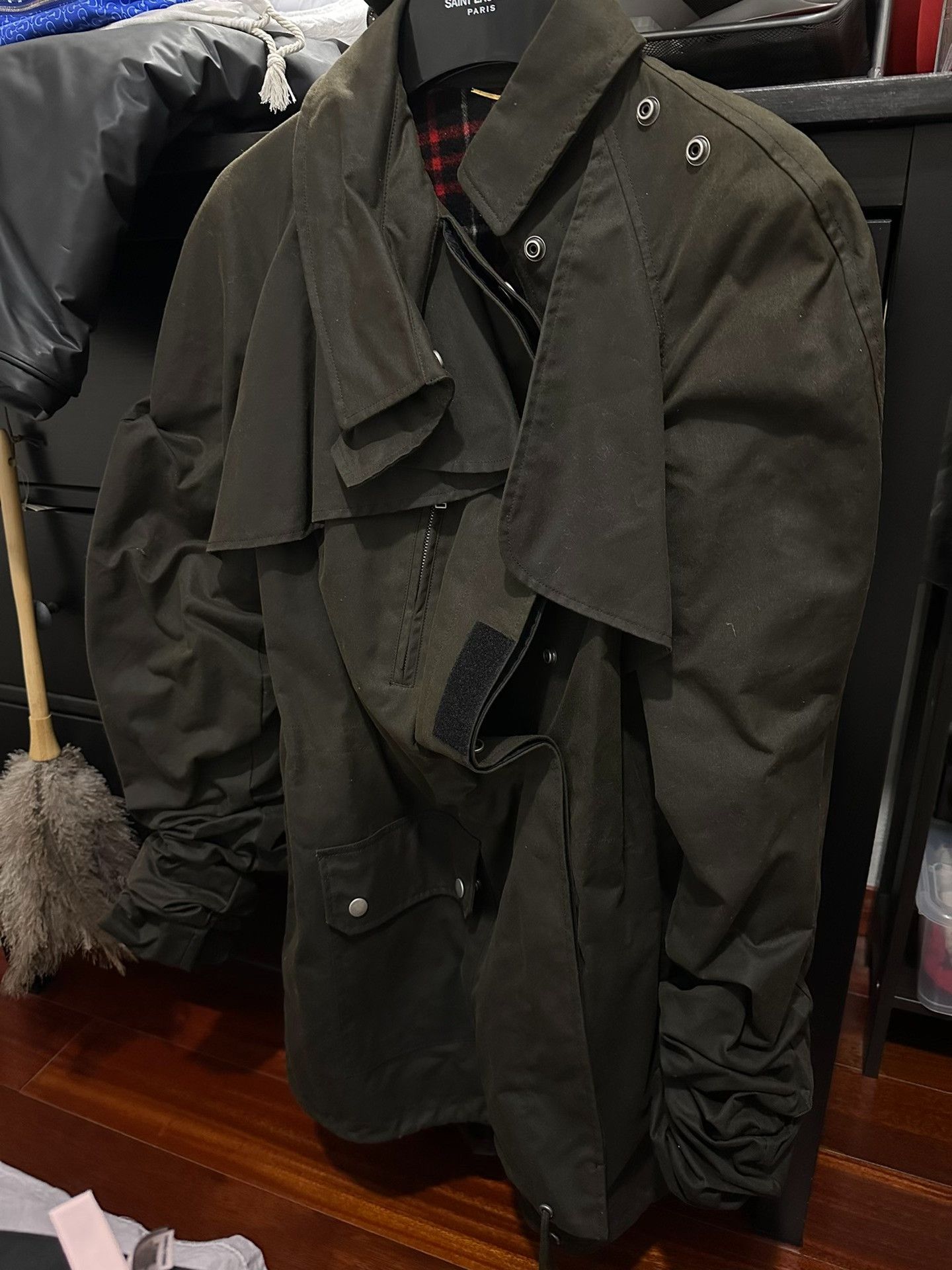 Saint Laurent Paris Saint Laurent 2017 Runway Olive Wool Coat Size US S / EU 44-46 / 1 - 2 Thumbnail
