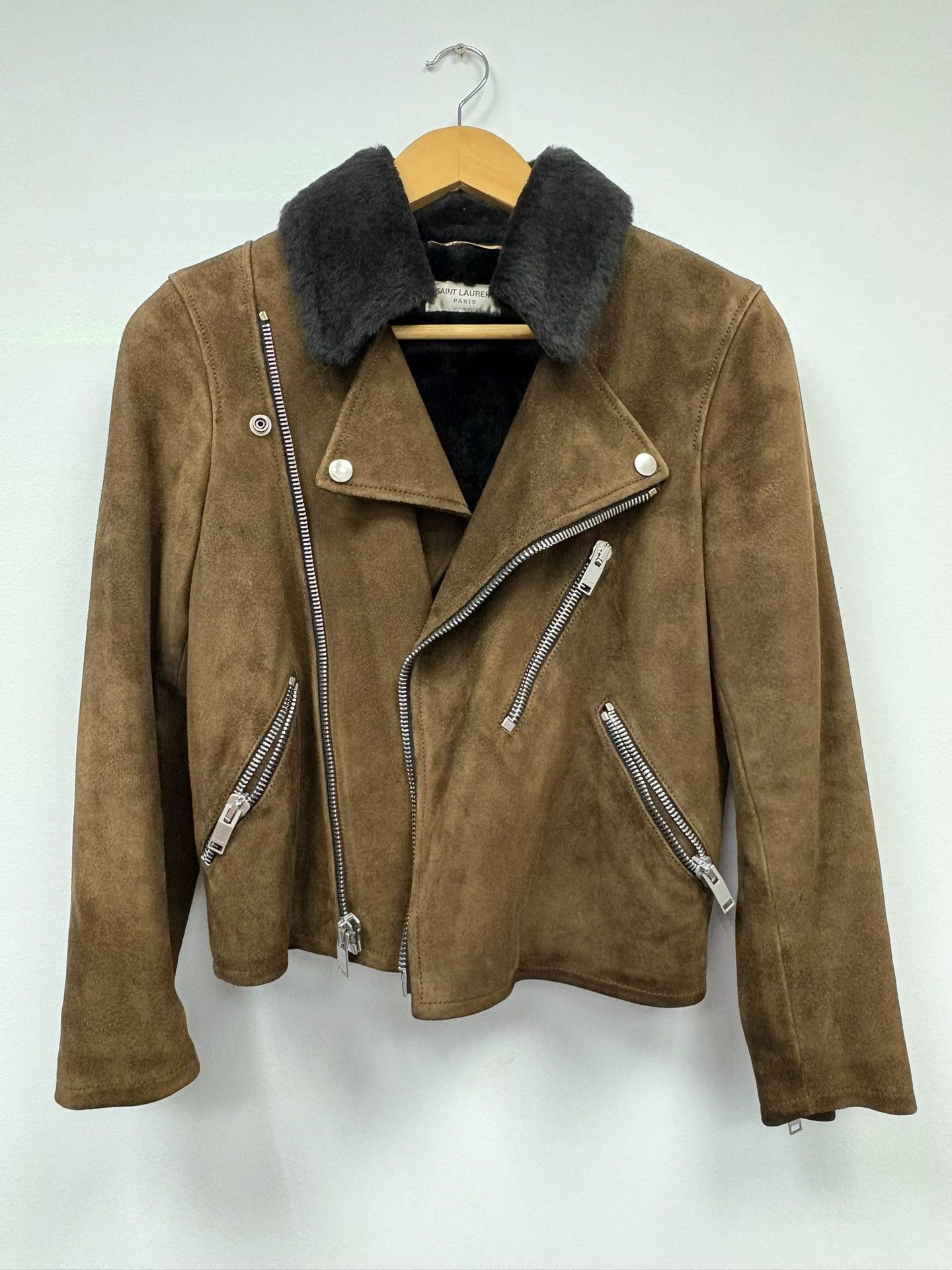 Saint Laurent Paris Saint Laurent Brown Suede Biker Jacket Size XS / US 0-2 / IT 36-38 - 4 Thumbnail