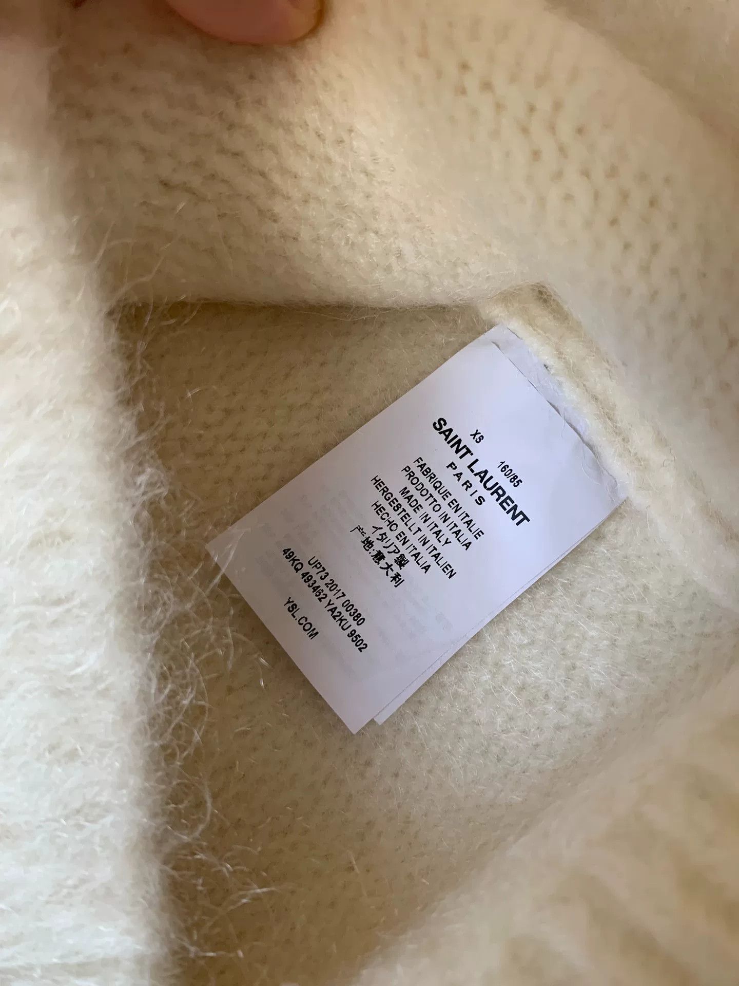 Saint Laurent Paris Saint Laurent White Fuzzy Turtleneck Sweater Size XS / US 0-2 / IT 36-38 - 7 Thumbnail