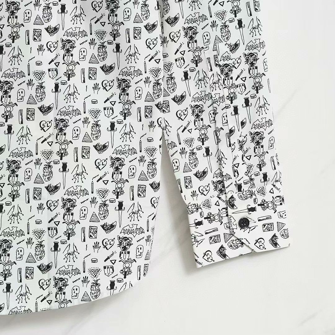 Saint Laurent Paris Saint Laurent Men's Doodle Print Shirt Size US XXS / EU 40 - 5 Thumbnail