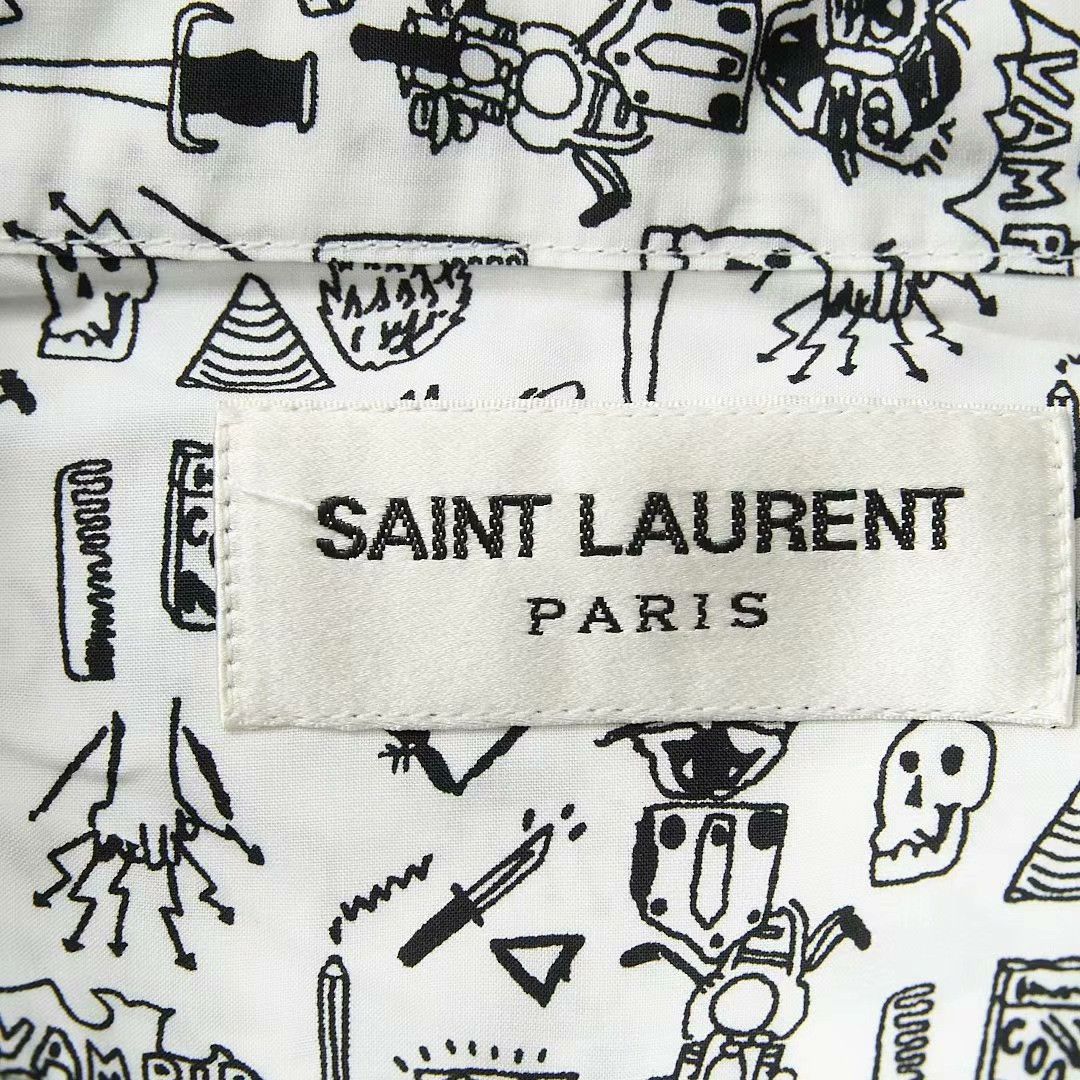 Saint Laurent Paris Saint Laurent Men's Doodle Print Shirt Size US XXS / EU 40 - 6 Thumbnail