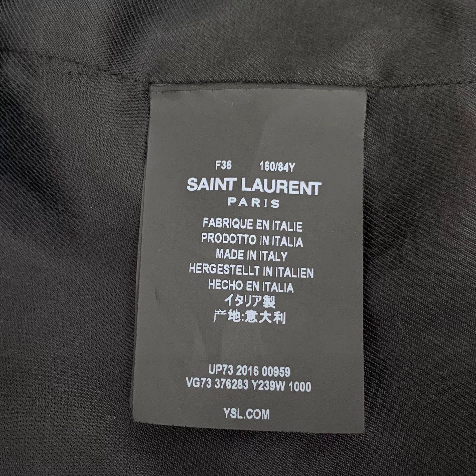 Yves Saint Laurent Saint Laurent Black Striped Leather Sleeve Jacket Size XS / US 0-2 / IT 36-38 - 6 Thumbnail