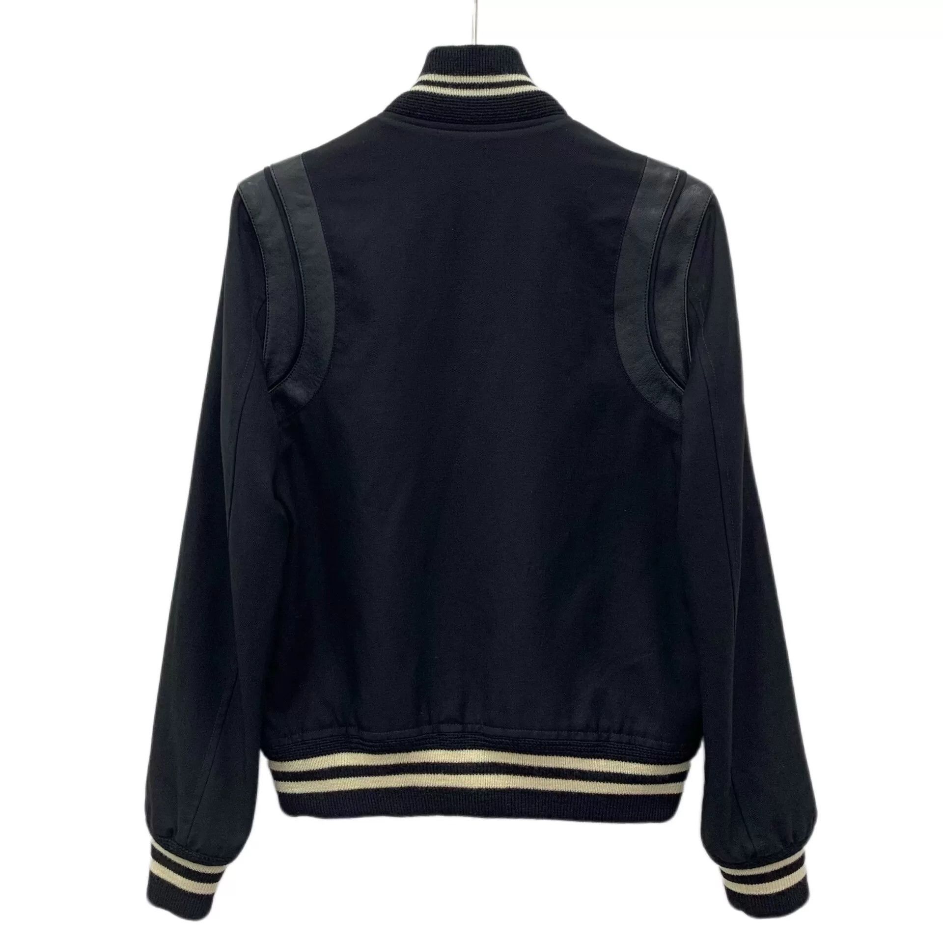 Yves Saint Laurent Saint Laurent Black Striped Leather Sleeve Jacket Size XS / US 0-2 / IT 36-38 - 2 Thumbnail