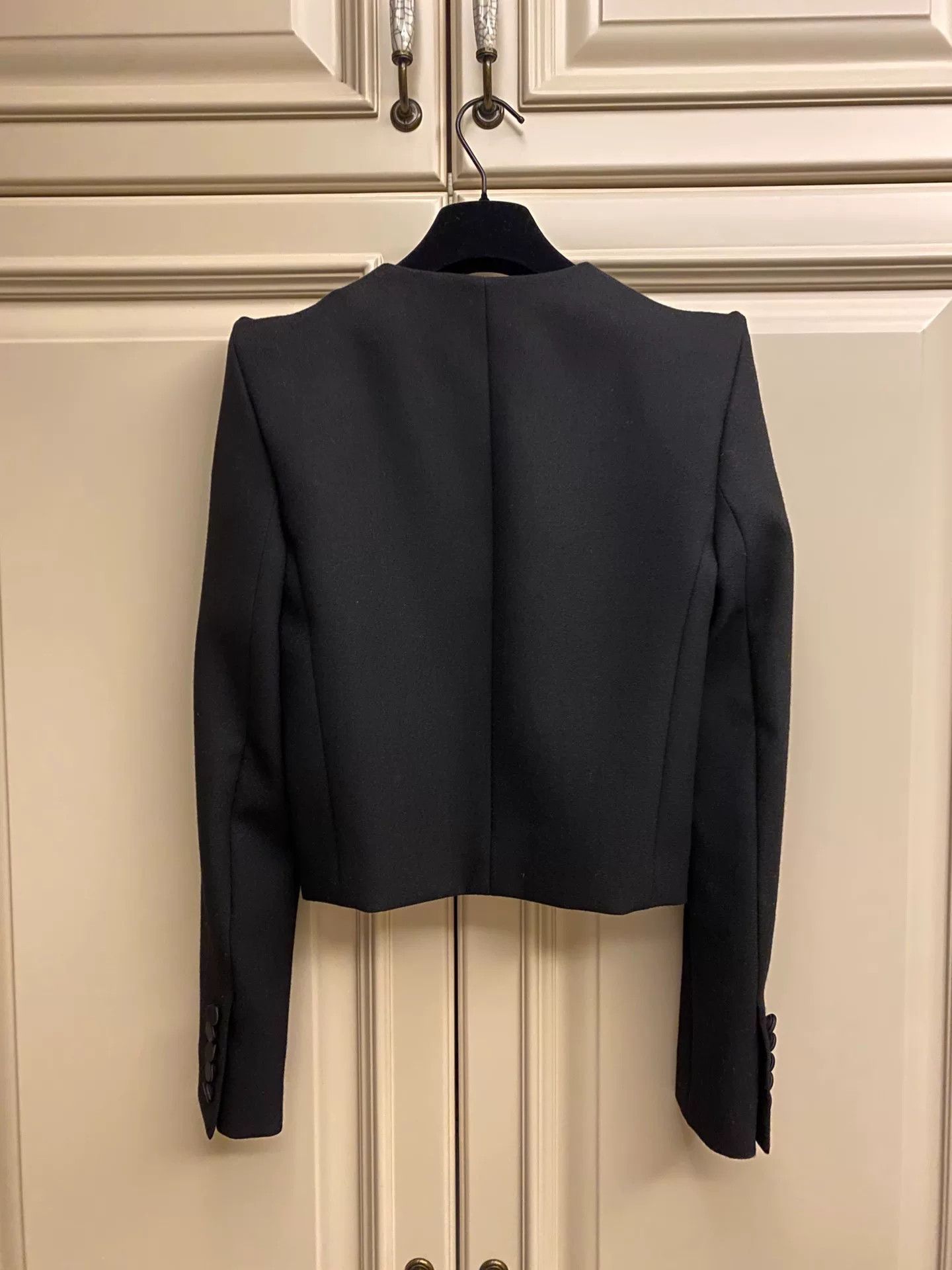 Saint Laurent Paris Saint Laurent Black Structured Cropped Blazer Size XXS / US 00 / IT 34 - 6 Thumbnail