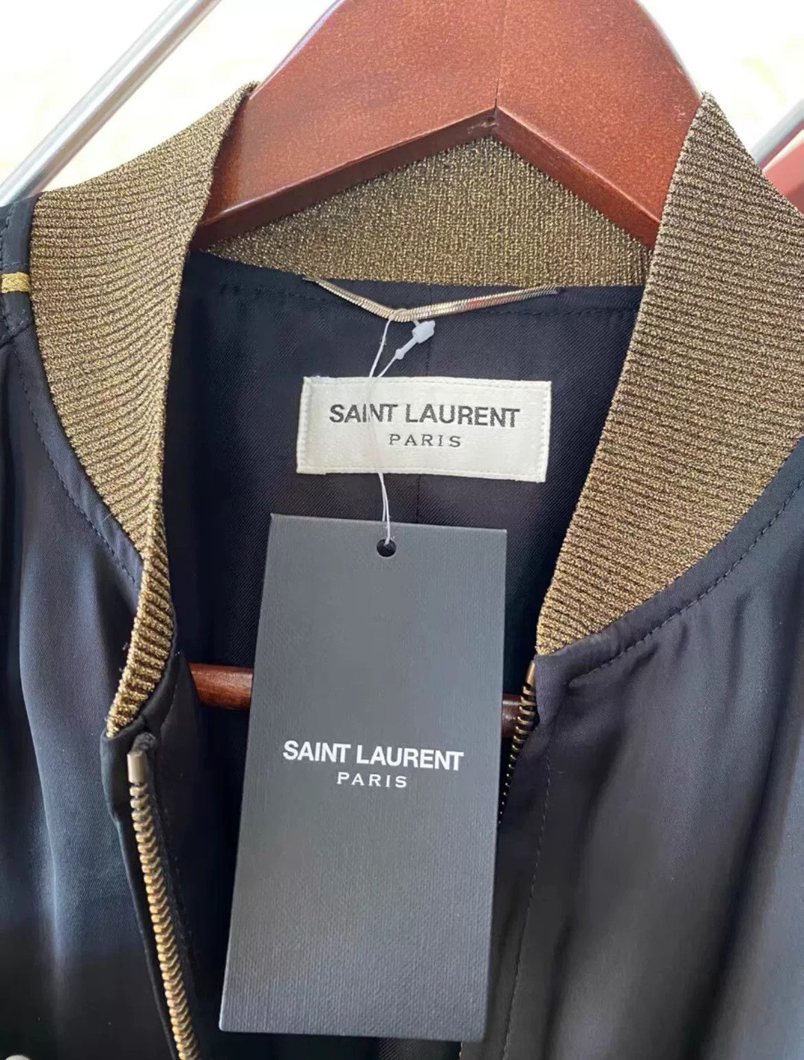 Saint Laurent Paris Saint Laurent 2014 Gold Trim Bomber Jacket Size US M / EU 48-50 / 2 - 3 Thumbnail
