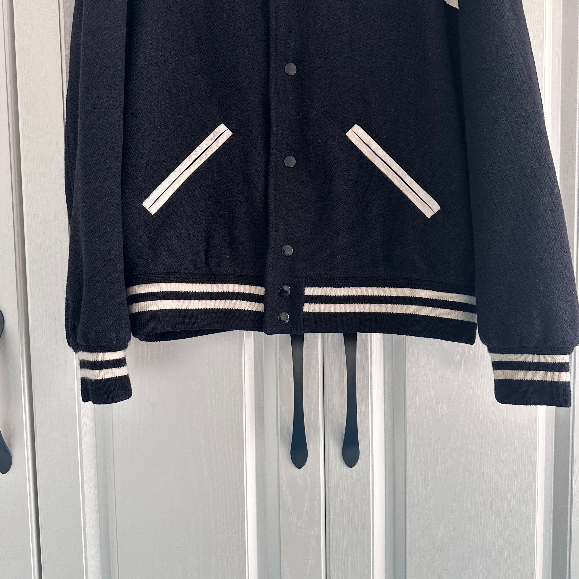 Saint Laurent Paris Saint Laurent Black White Varsity Jacket Size US L / EU 52-54 / 3 - 3 Thumbnail