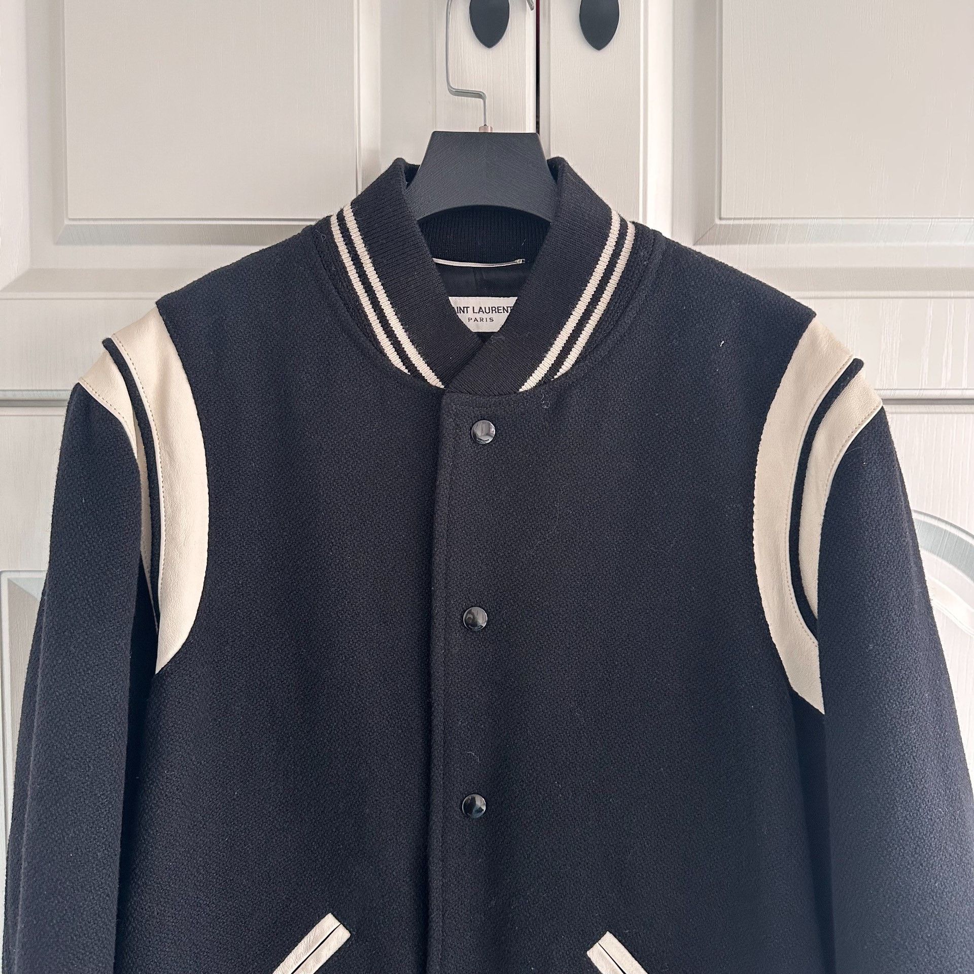 Saint Laurent Paris Saint Laurent Black White Varsity Jacket Size US L / EU 52-54 / 3 - 4 Thumbnail