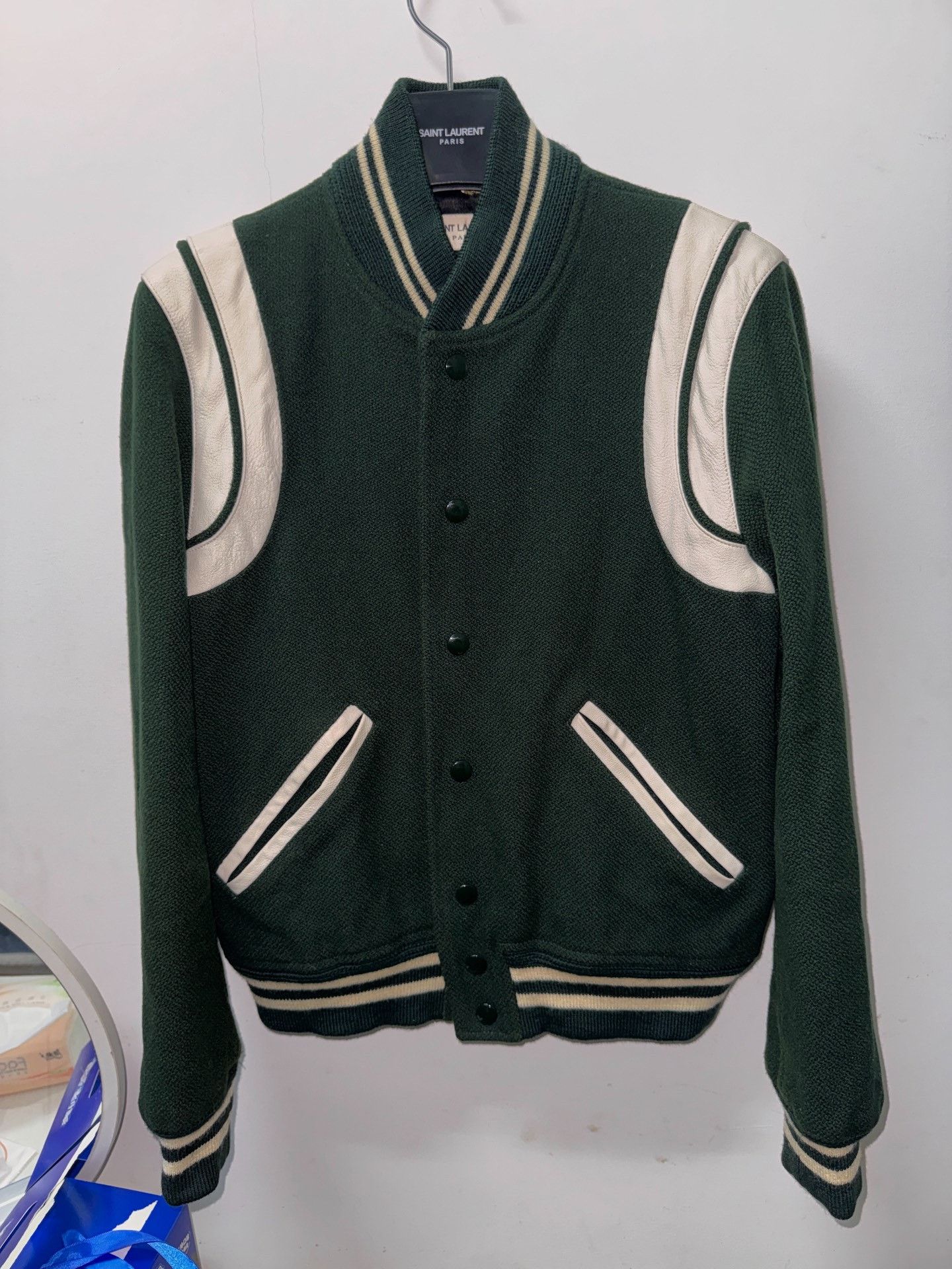 Saint Laurent Paris Saint Laurent Green Varsity Jacket Size US M / EU 48-50 / 2 - 3 Thumbnail