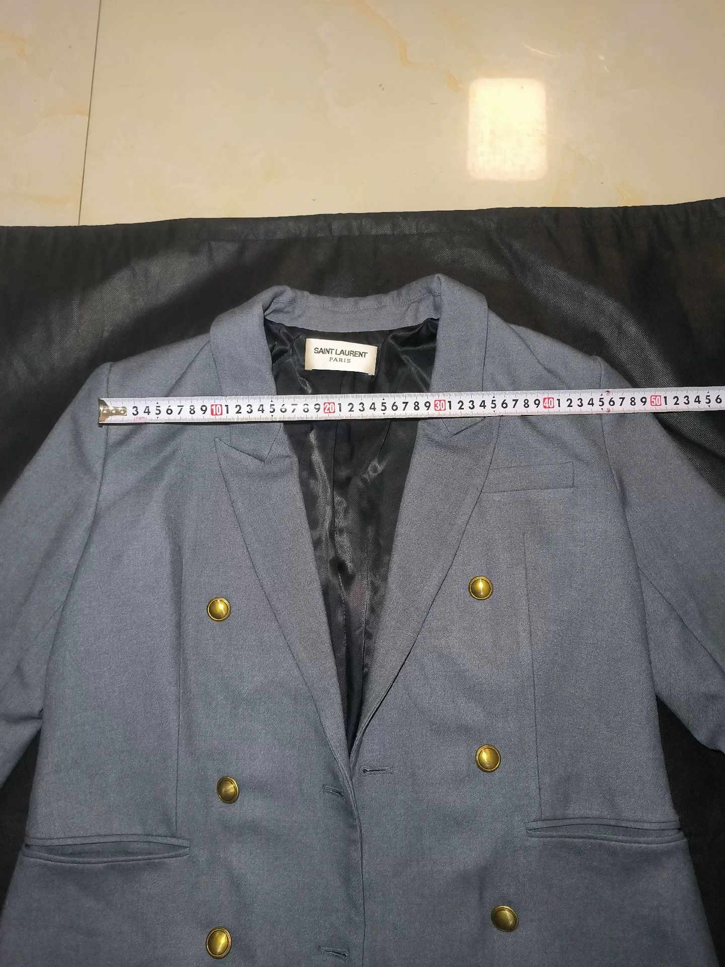 Saint Laurent Paris Saint Laurent Gray Double-Breasted Blazer Size L / US 10 / IT 46 - 4 Thumbnail