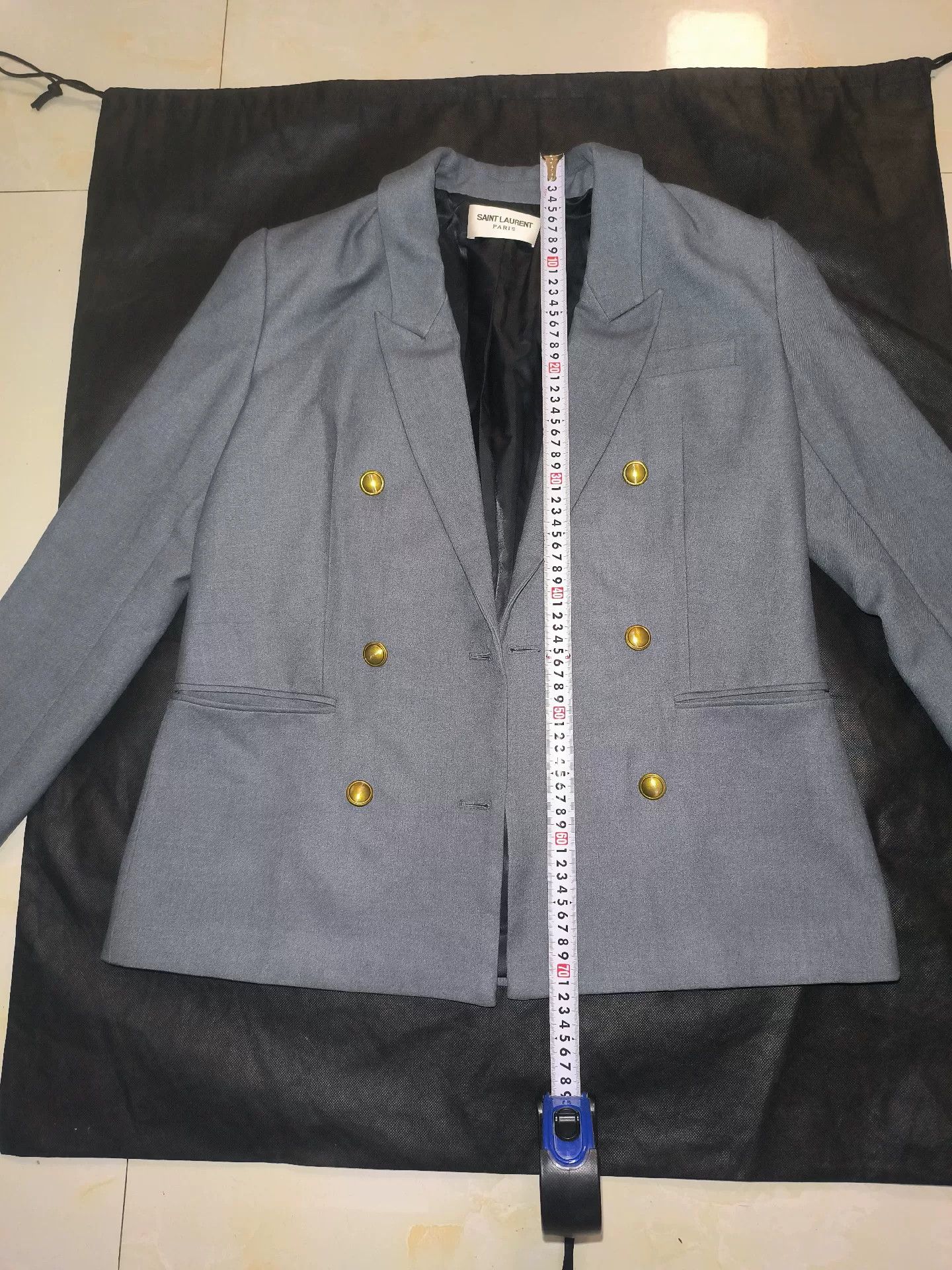 Saint Laurent Paris Saint Laurent Gray Double-Breasted Blazer Size L / US 10 / IT 46 - 3 Thumbnail