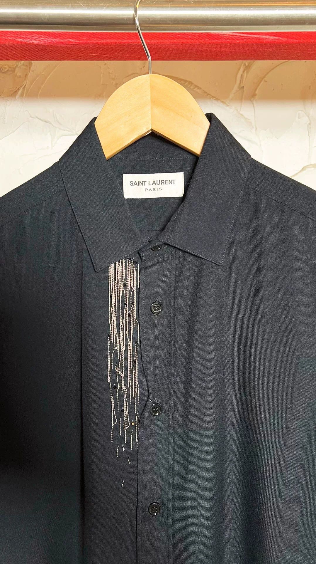 Saint Laurent Paris Saint Laurent 14FW Fringe Rhinestone Shirt Size US XXS / EU 40 - 3 Thumbnail