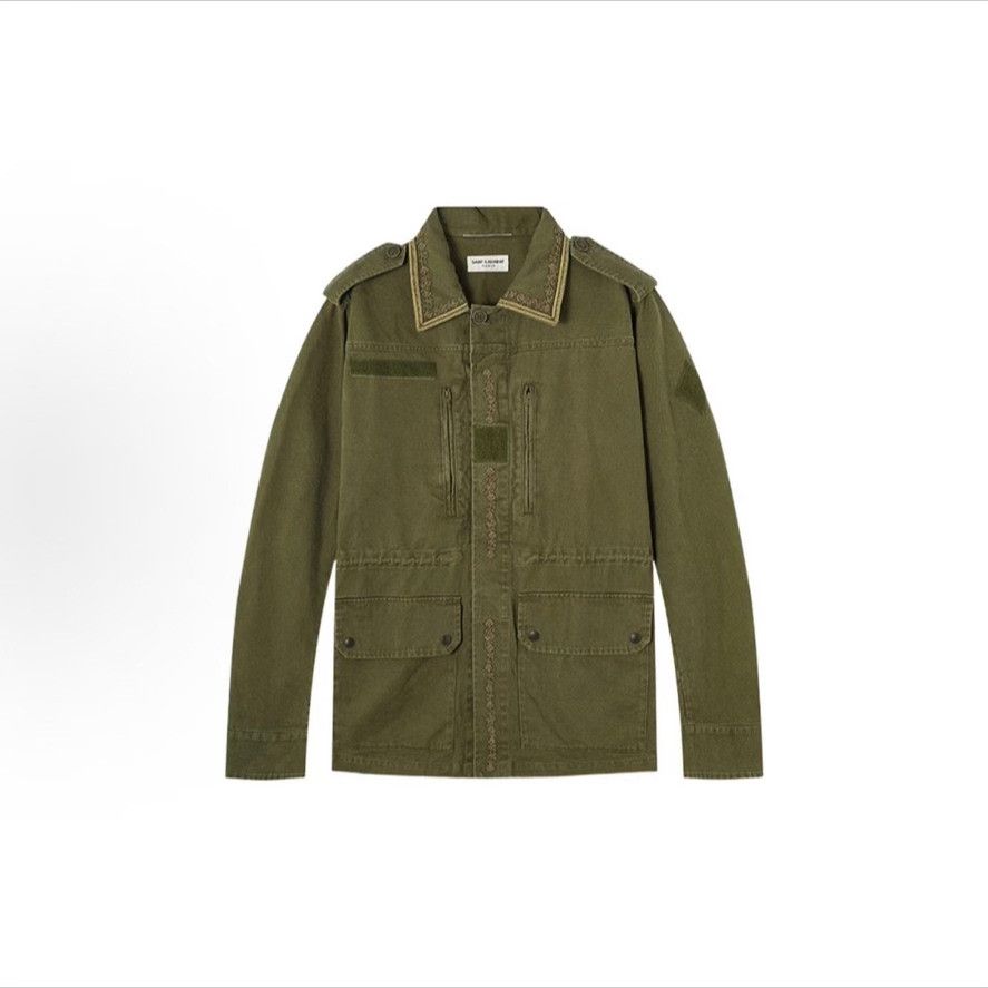 Saint Laurent Paris Saint Laurent Olive Green Military Jacket Size US M / EU 48-50 / 2 - 4 Thumbnail