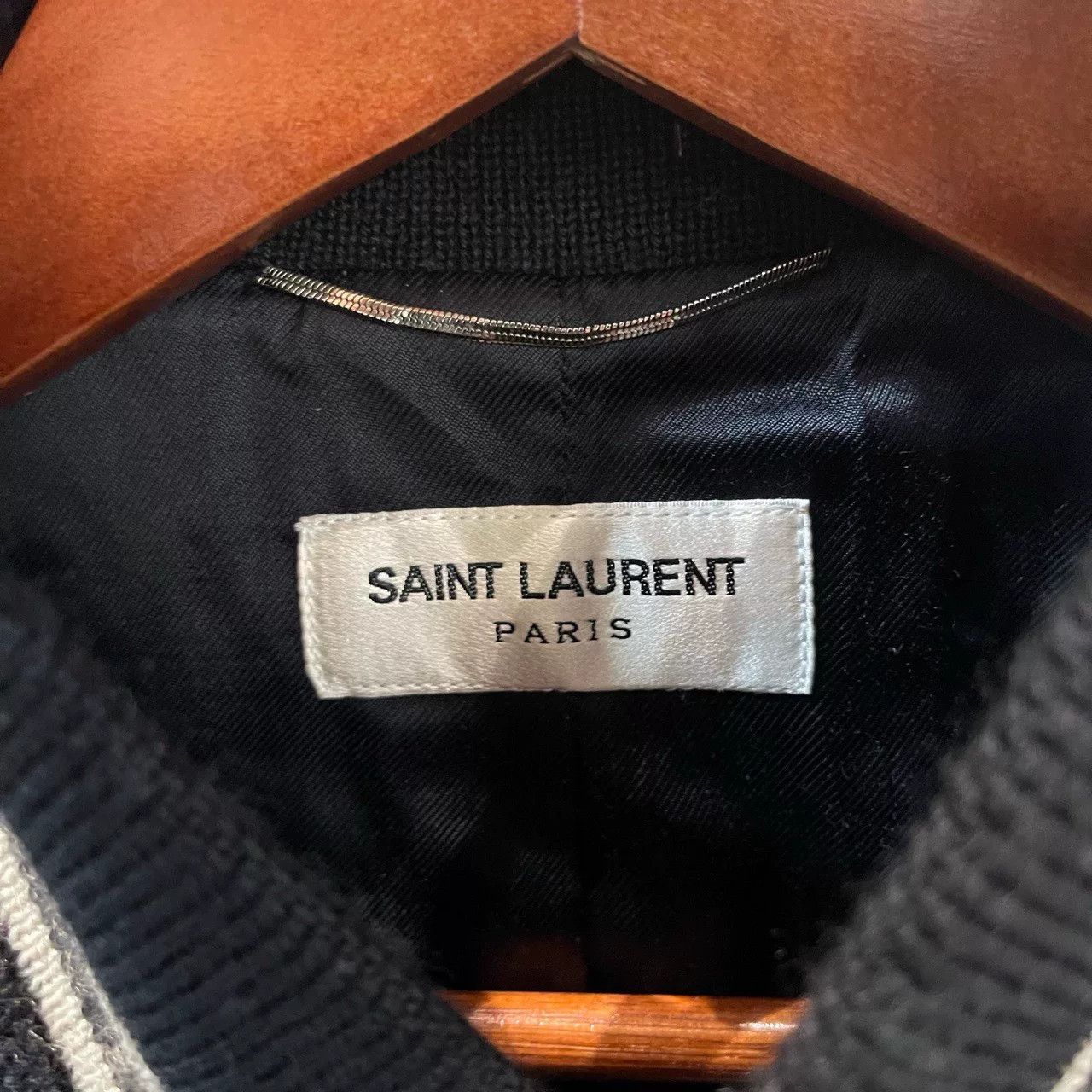 Saint Laurent Paris Saint Laurent Dark Blue Leather Sleeve Jacket Size US S / EU 44-46 / 1 - 3 Thumbnail