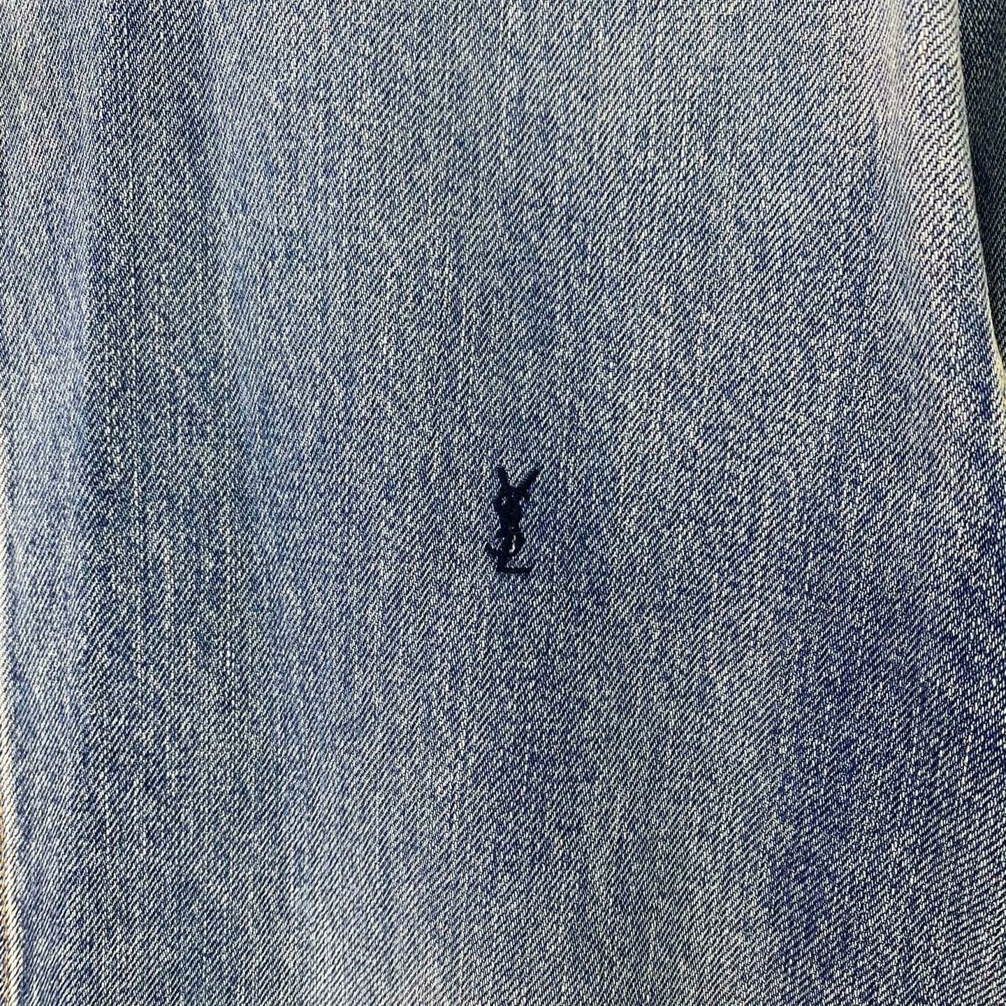 Saint Laurent Paris Saint Laurent Blue Logo Denim Shirt Size US L / EU 52-54 / 3 - 3 Thumbnail