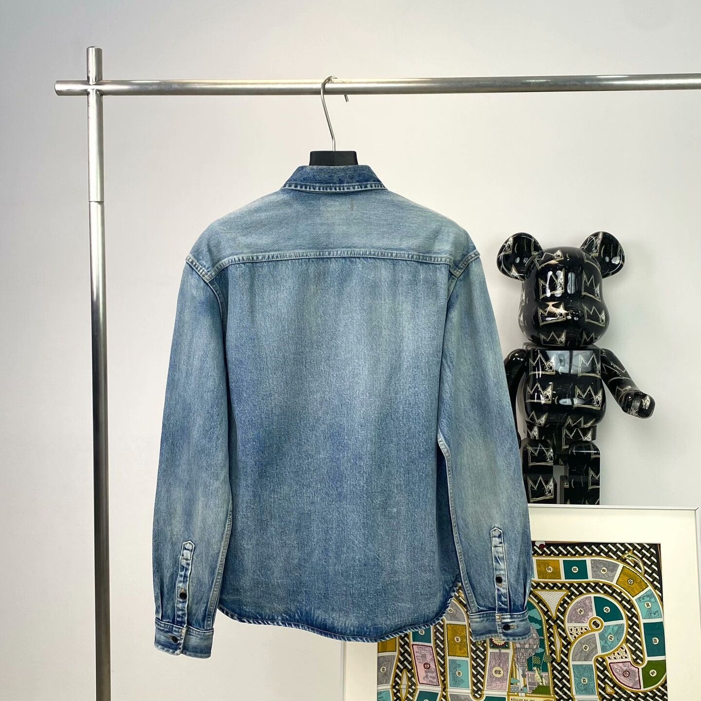 Saint Laurent Paris Saint Laurent Blue Logo Denim Shirt Size US L / EU 52-54 / 3 - 2 Thumbnail