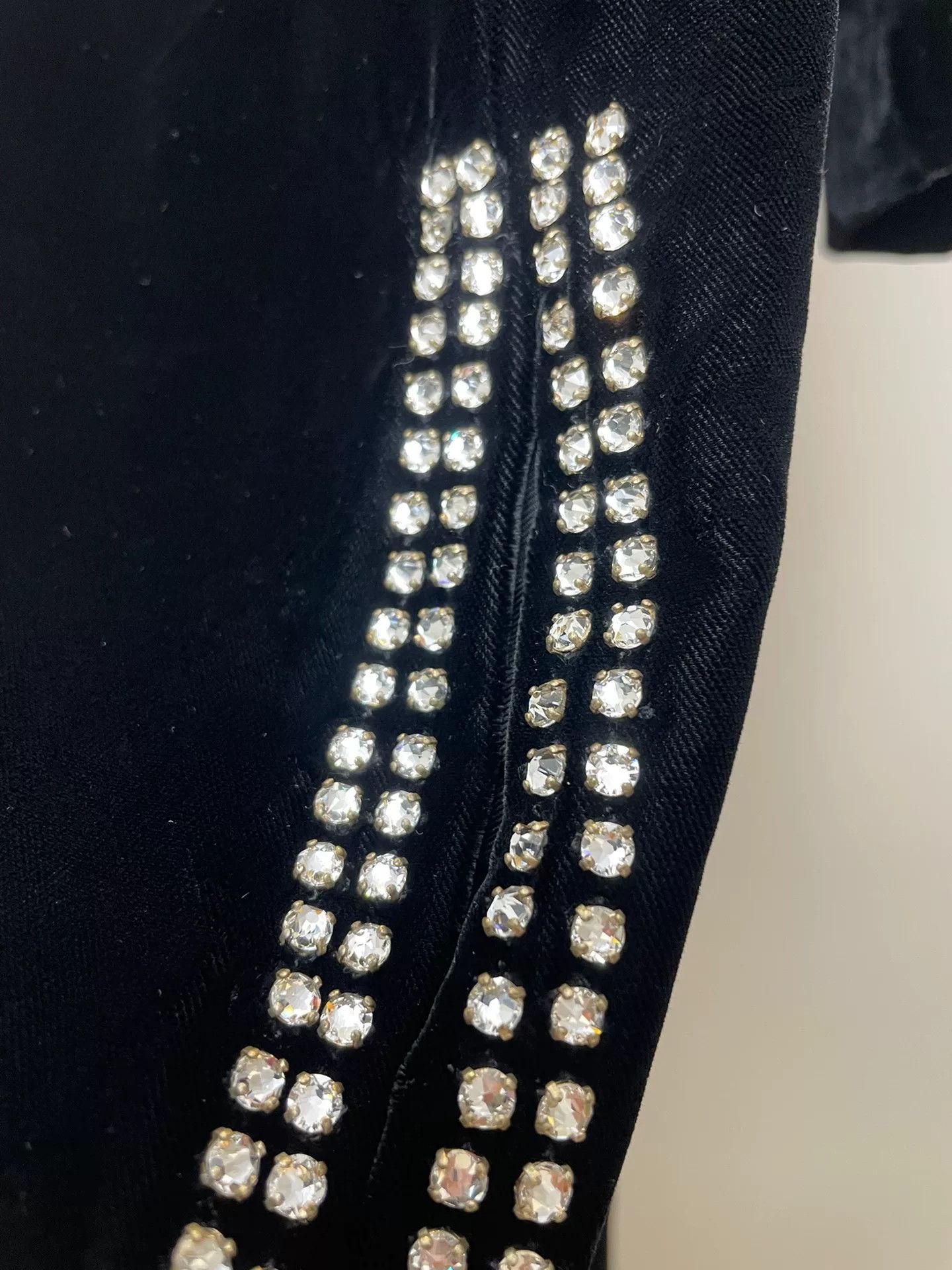 Yves Saint Laurent Yves Saint Laurent Black Velvet Crystal Dress Size XS / US 0-2 / IT 36-38 - 5 Thumbnail