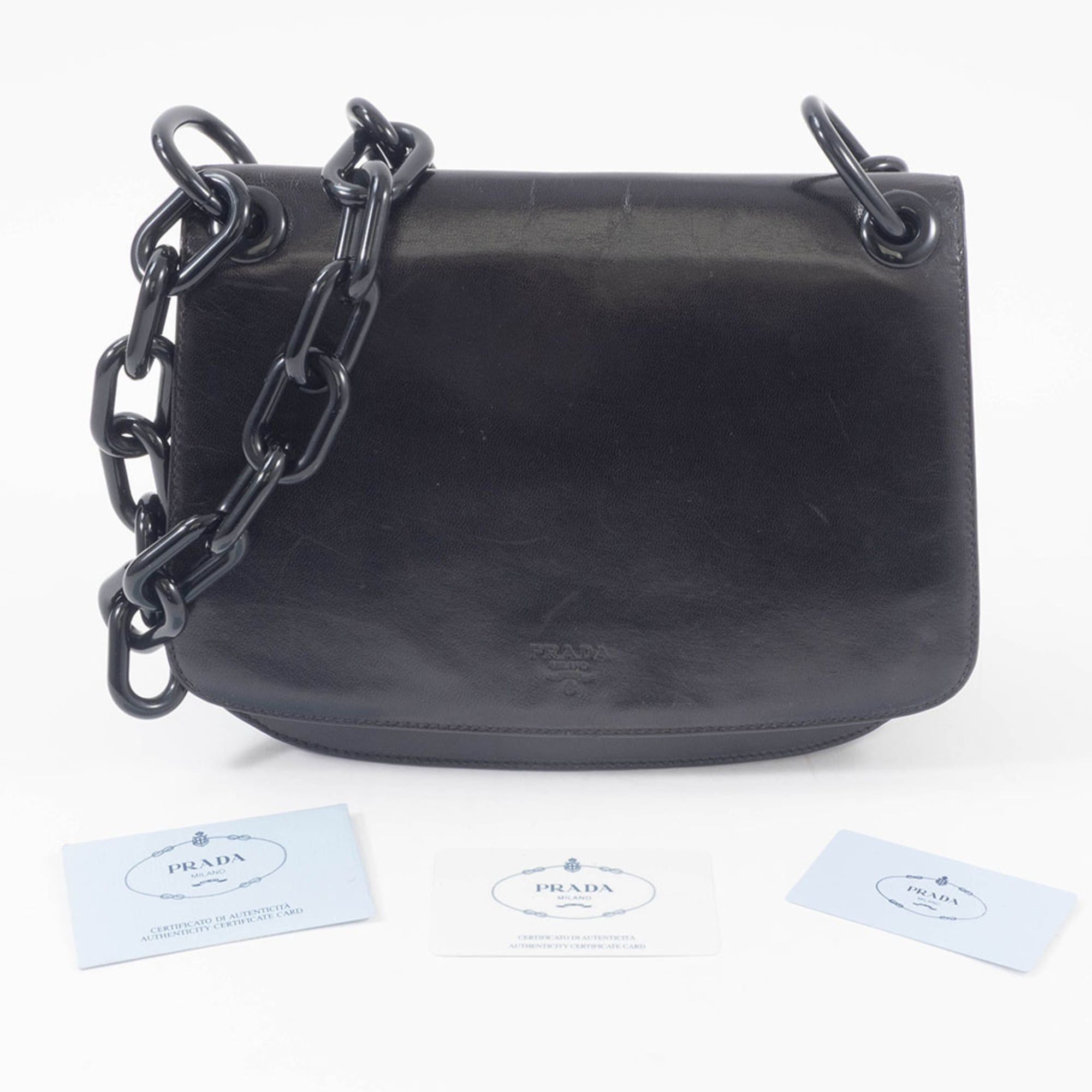 Prada Prada Madras Swing Chain Shoulder Bag B6622 in Black Leather Size ONE SIZE - 16 Thumbnail