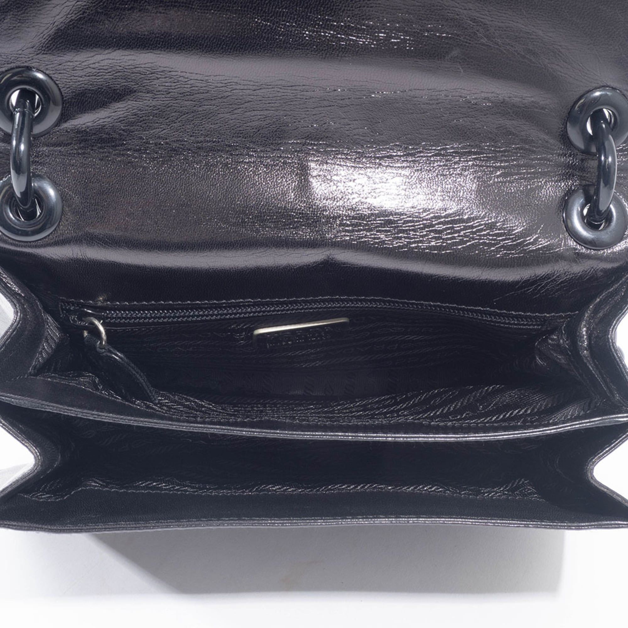 Prada Prada Madras Swing Chain Shoulder Bag B6622 in Black Leather Size ONE SIZE - 13 Thumbnail