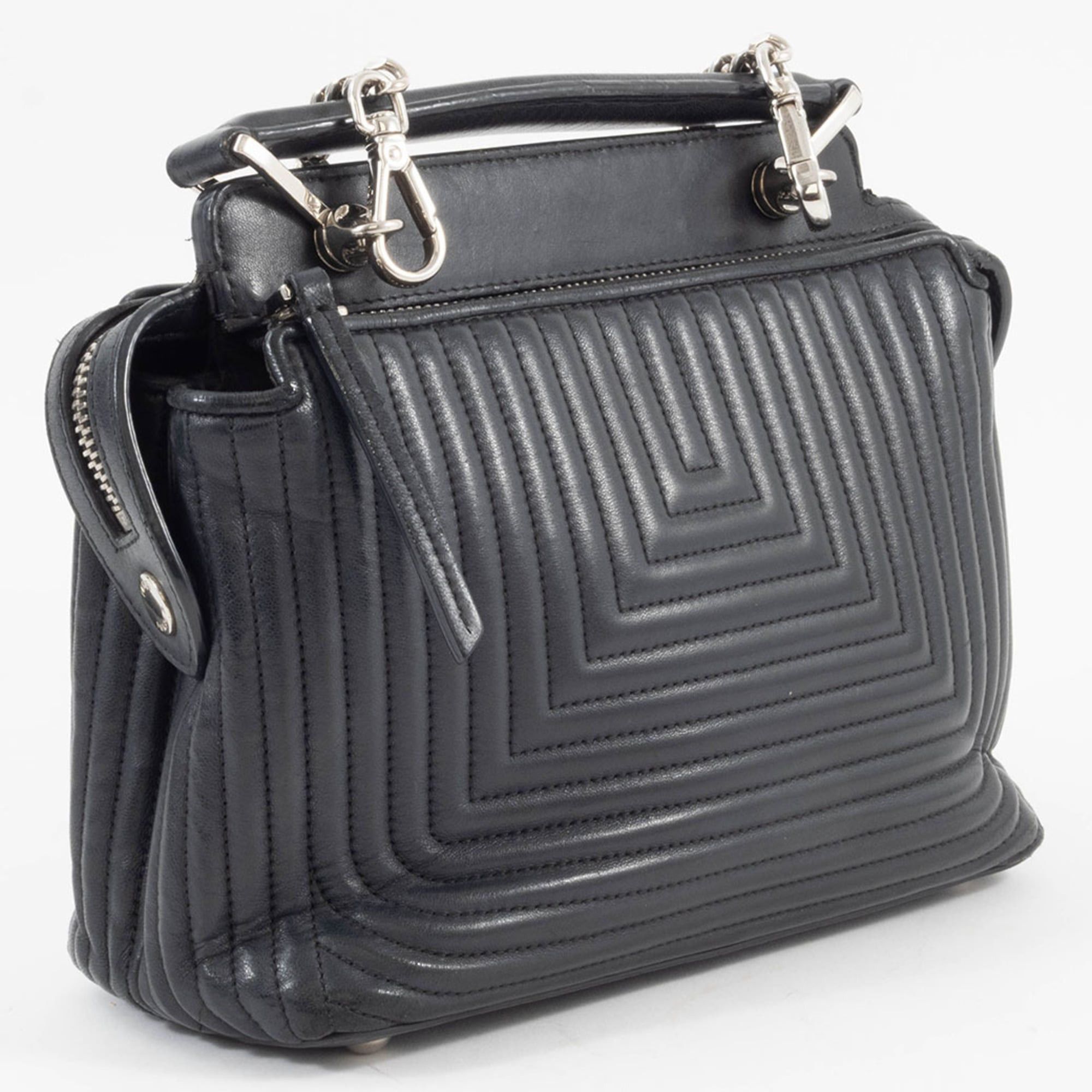 Fendi Fendi Dotcom Leather Shoulder Bag 8BN299 Black 2-Way Size ONE SIZE - 9 Thumbnail