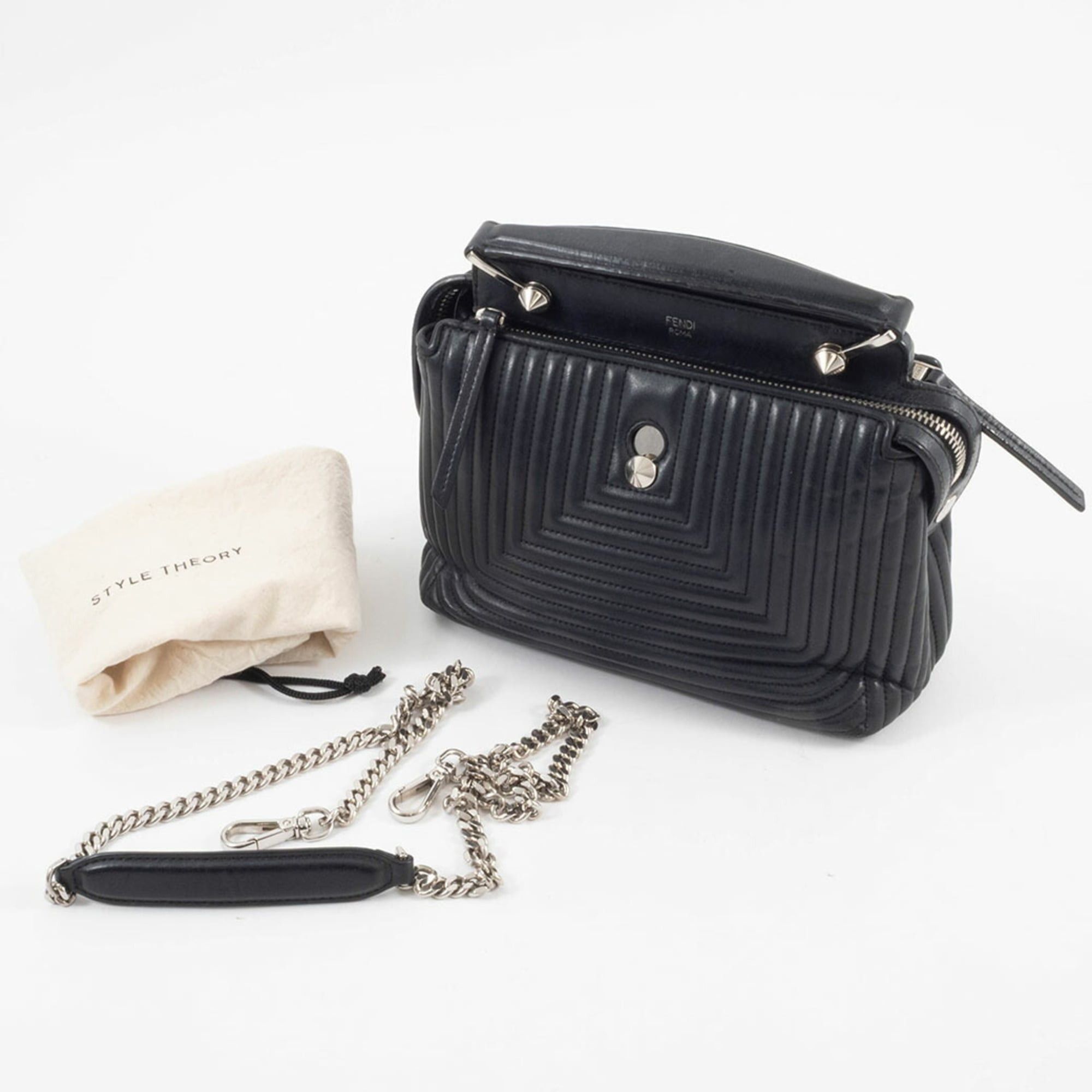 Fendi Fendi Dotcom Leather Shoulder Bag 8BN299 Black 2-Way Size ONE SIZE - 16 Thumbnail