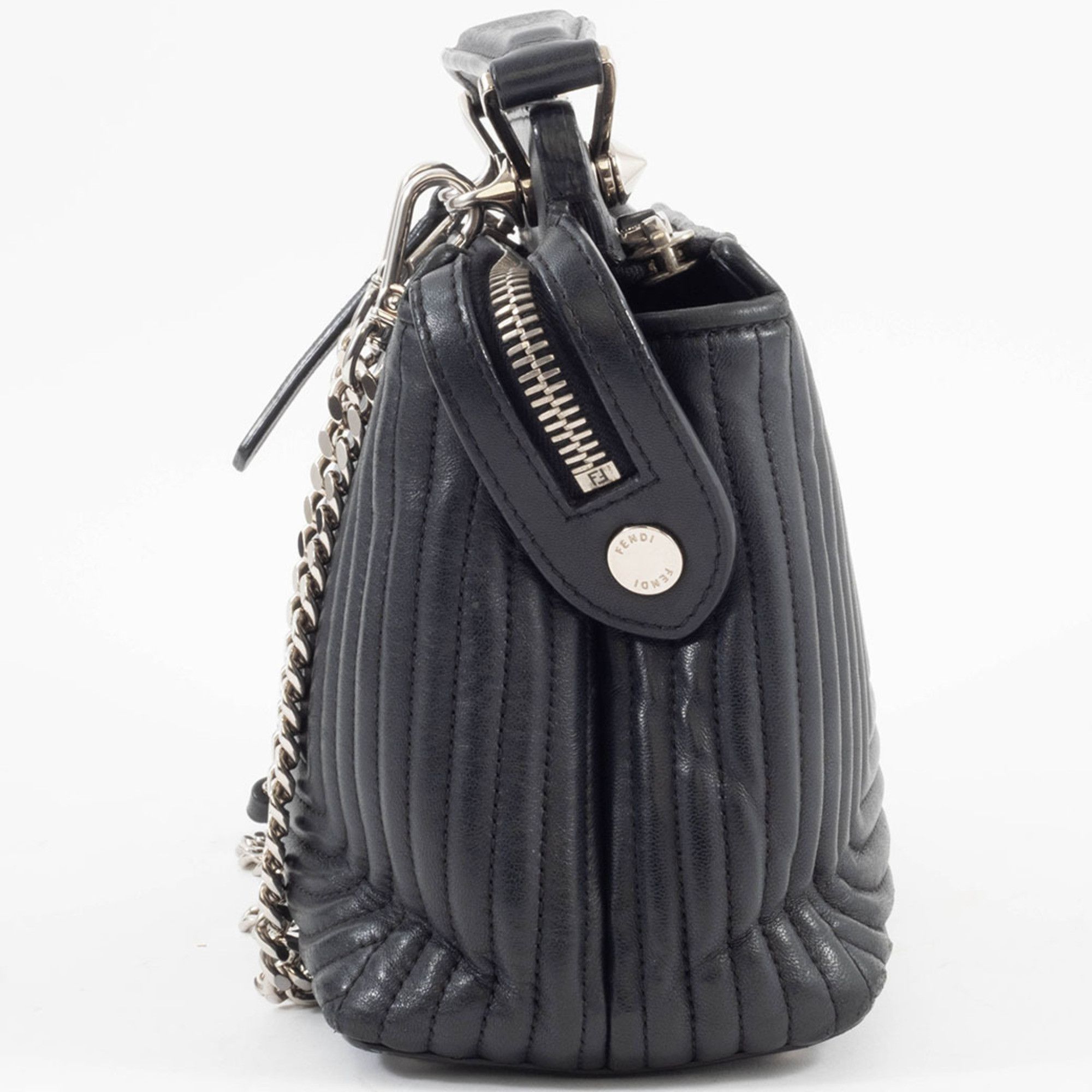 Fendi Fendi Dotcom Leather Shoulder Bag 8BN299 Black 2-Way Size ONE SIZE - 4 Thumbnail