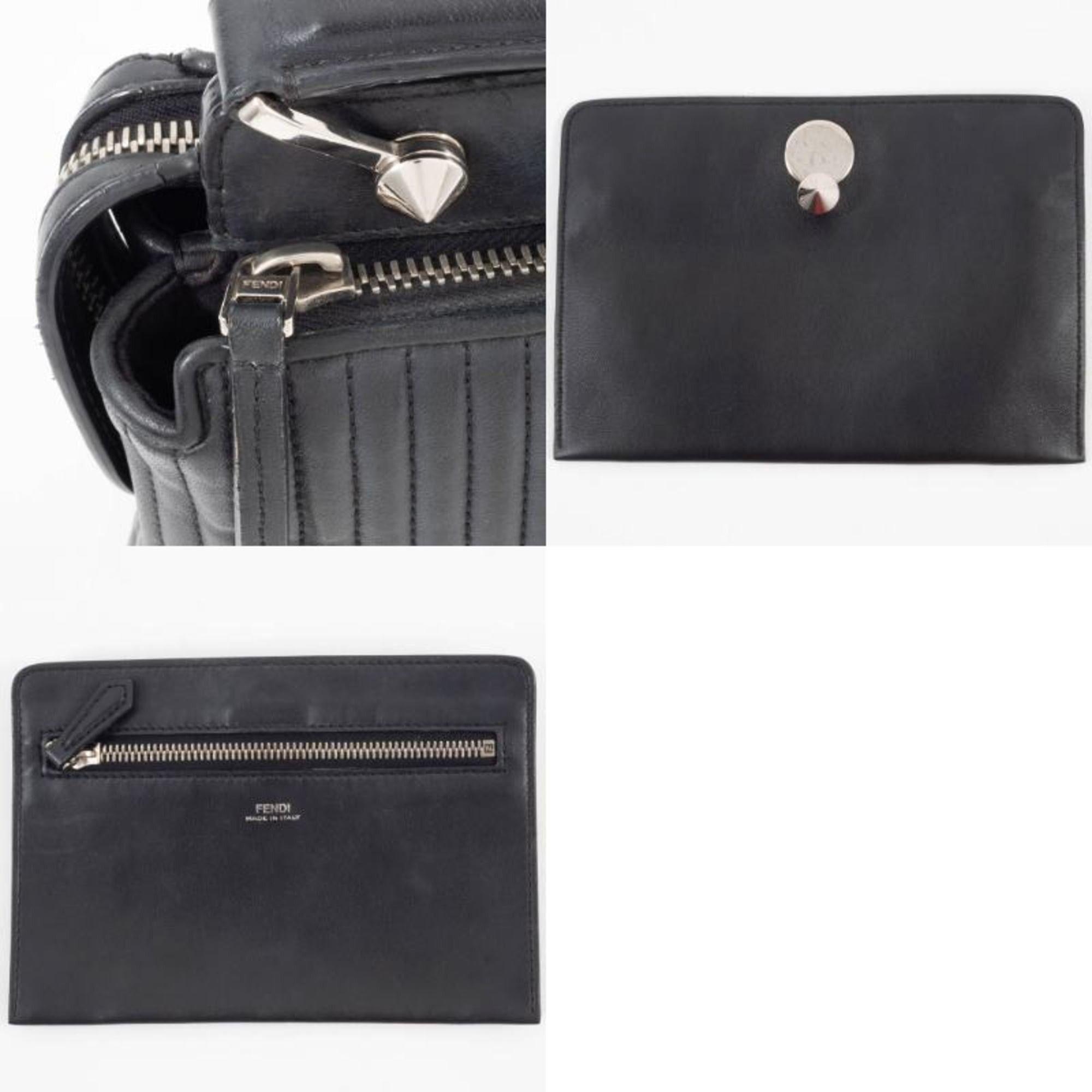 Fendi Fendi Dotcom Leather Shoulder Bag 8BN299 Black 2-Way Size ONE SIZE - 21 Thumbnail
