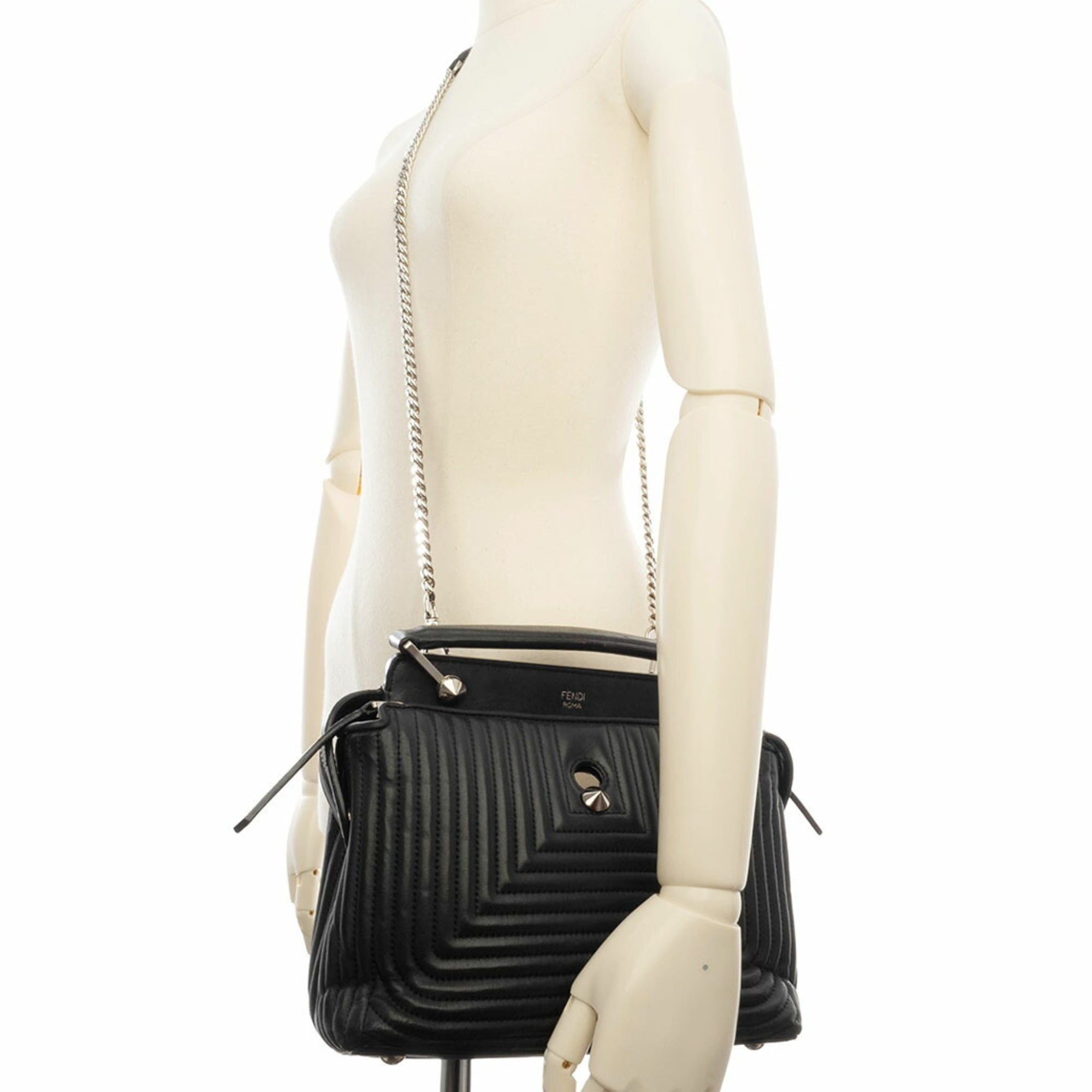 Fendi Fendi Dotcom Leather Shoulder Bag 8BN299 Black 2-Way Size ONE SIZE - 11 Thumbnail