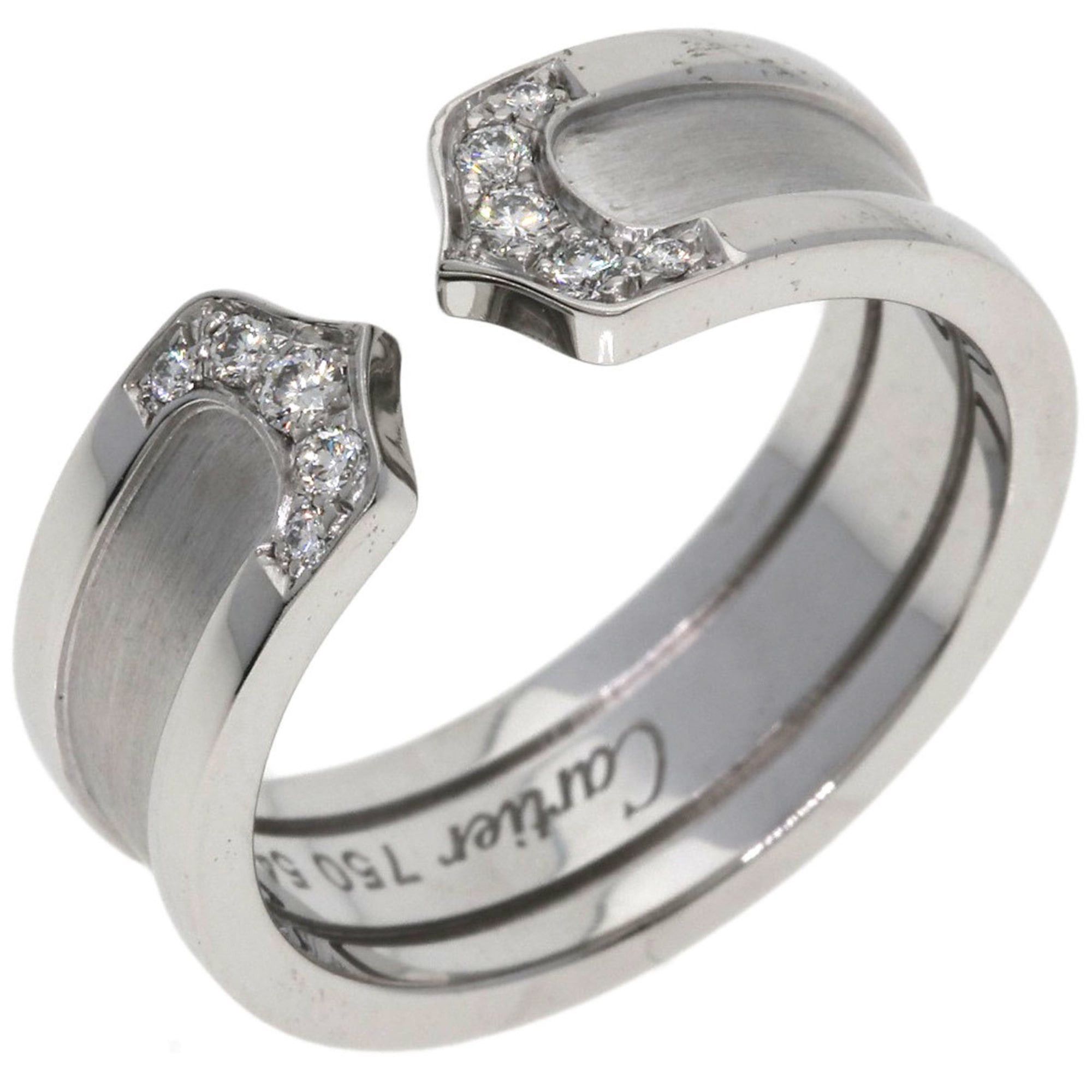 Cartier Cartier C2 Ring, Diamond, Small, #54, 18K White Gold, Women's, CARTIER Size ONE SIZE - 2 Thumbnail