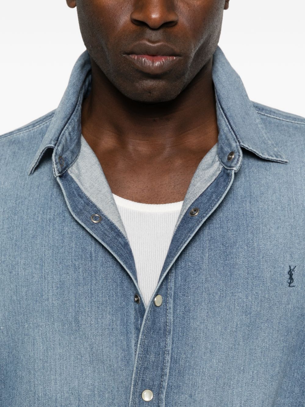 Saint Laurent Paris DENIM COTTON SHIRT Size US L / EU 52-54 / 3 - 3 Thumbnail