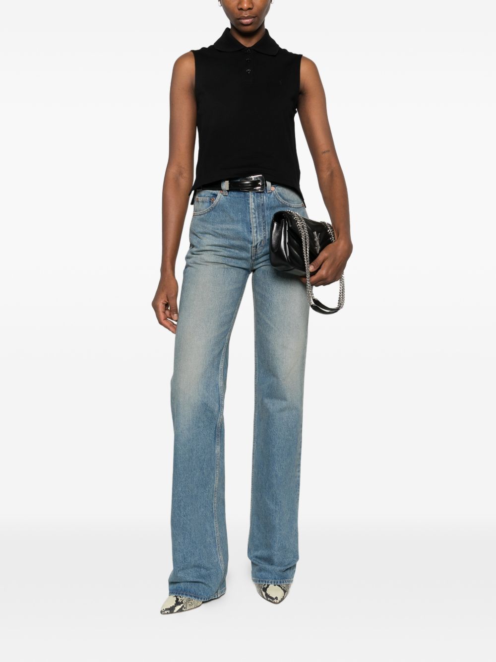 Saint Laurent Paris COTTON SLEEVELESS POLO SHIRT Size L / US 10 / IT 46 - 5 Thumbnail
