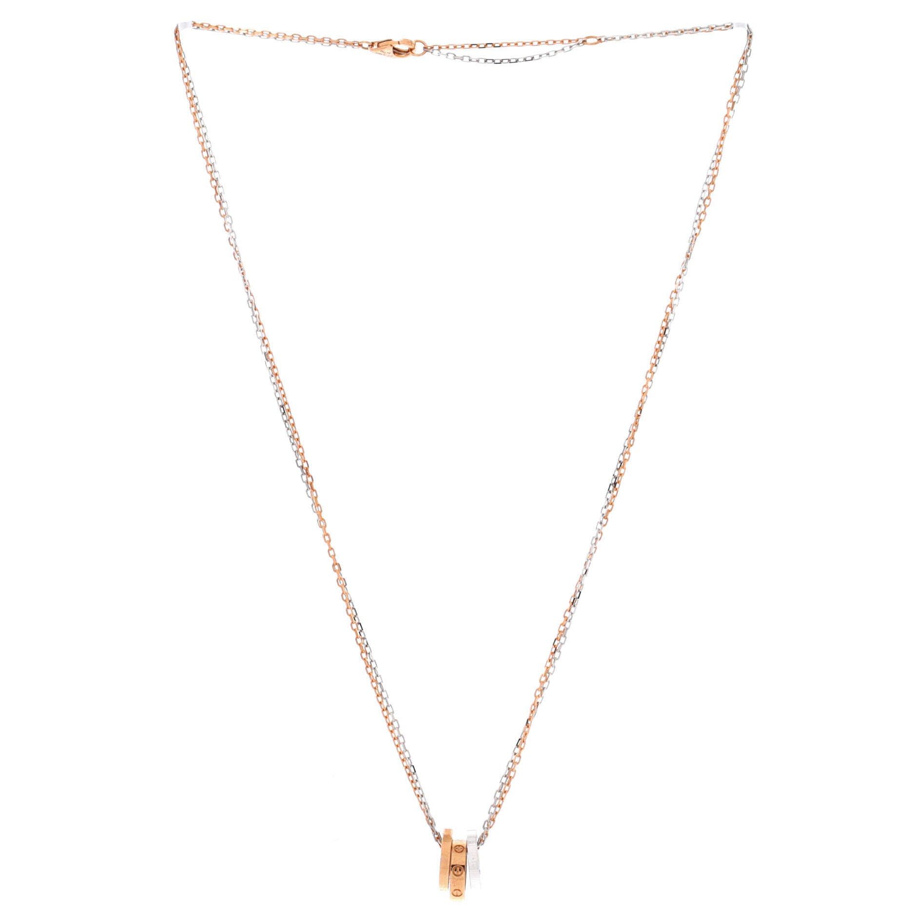 Cartier Love 3 Ring Pendant Necklace Size ONE SIZE - 3 Thumbnail