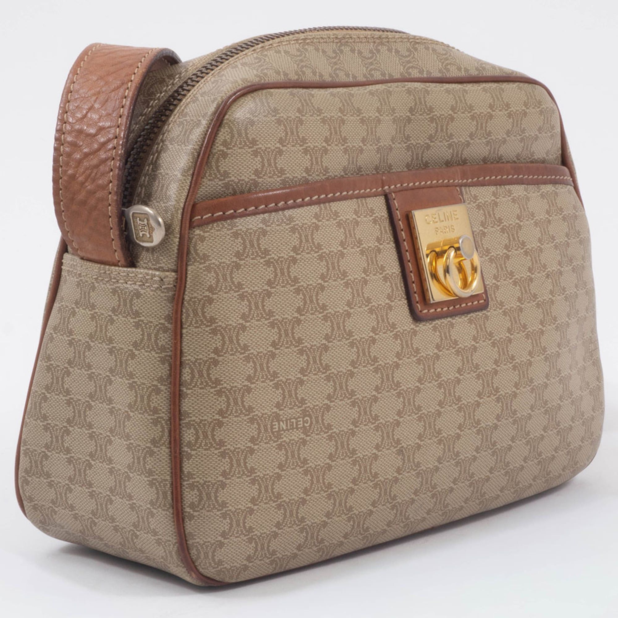 Celine Celine Women's Shoulder Bag in Beige Macadam Leather Size ONE SIZE - 8 Thumbnail