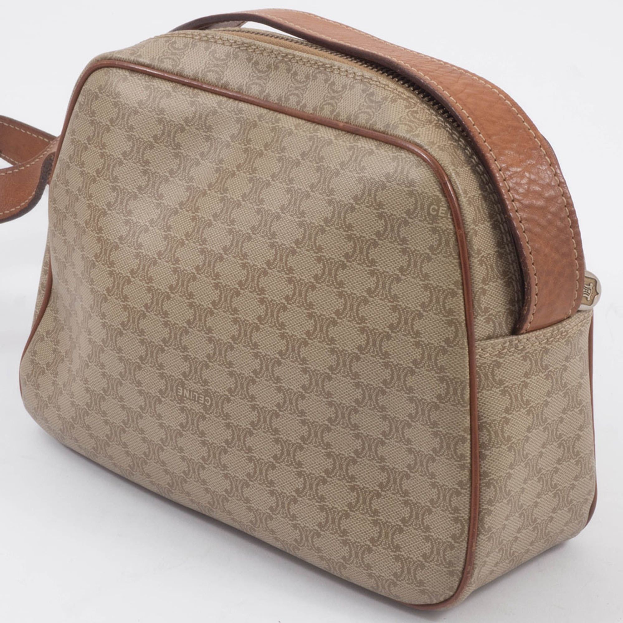 Celine Celine Women's Shoulder Bag in Beige Macadam Leather Size ONE SIZE - 9 Thumbnail