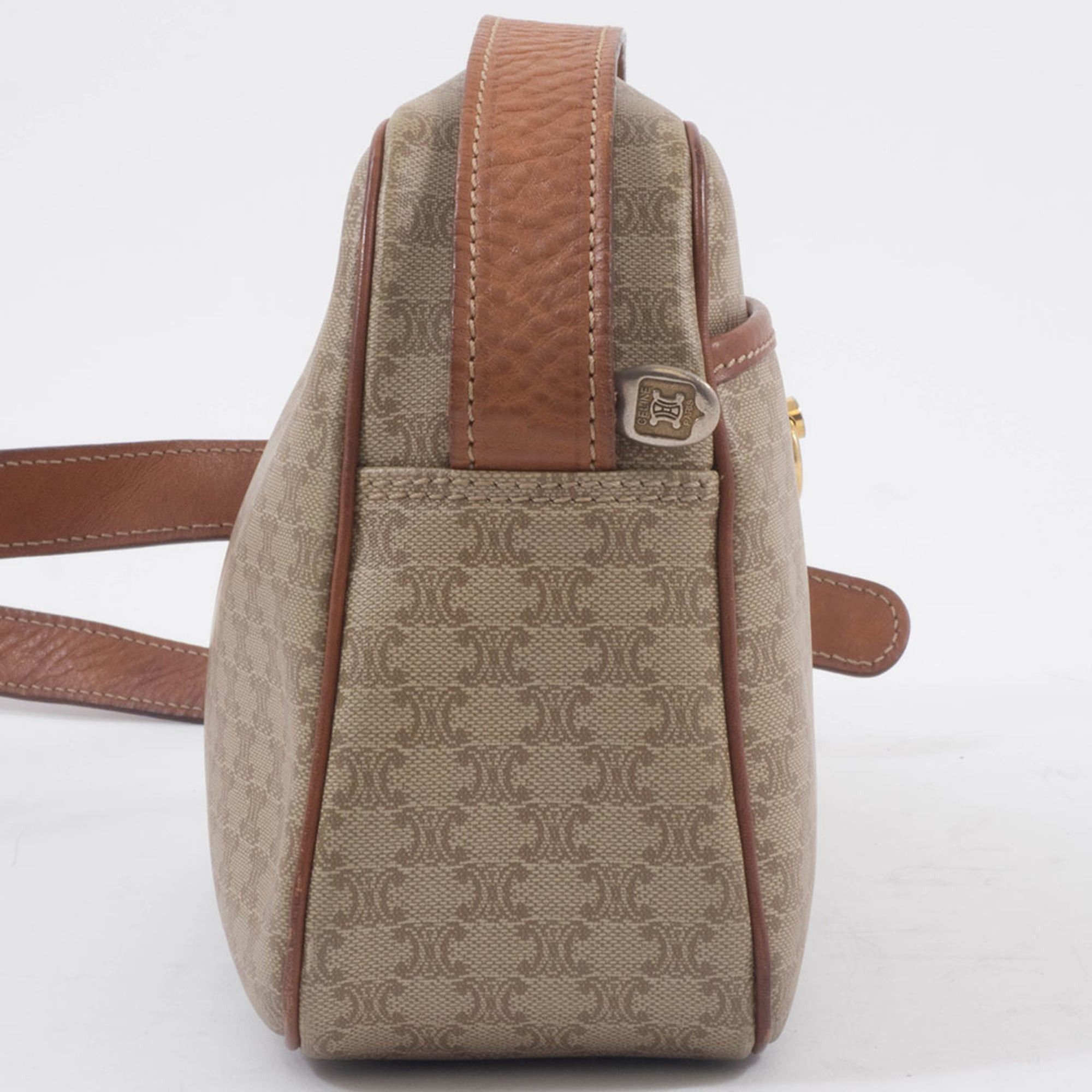 Celine Celine Women's Shoulder Bag in Beige Macadam Leather Size ONE SIZE - 4 Thumbnail