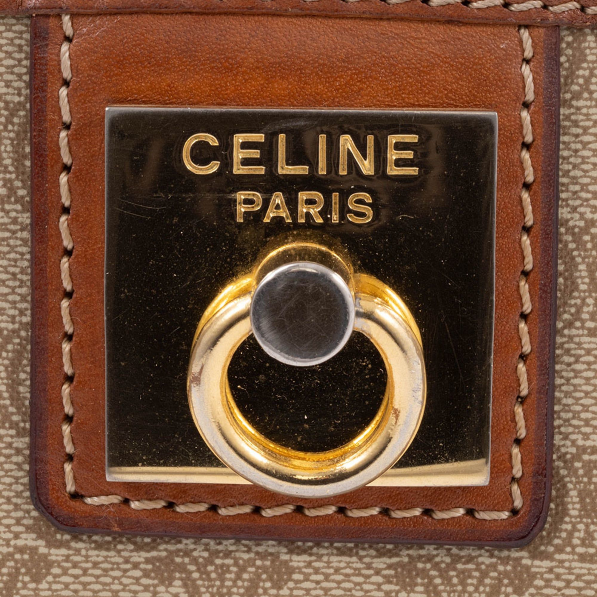 Celine Celine Women's Shoulder Bag in Beige Macadam Leather Size ONE SIZE - 10 Thumbnail