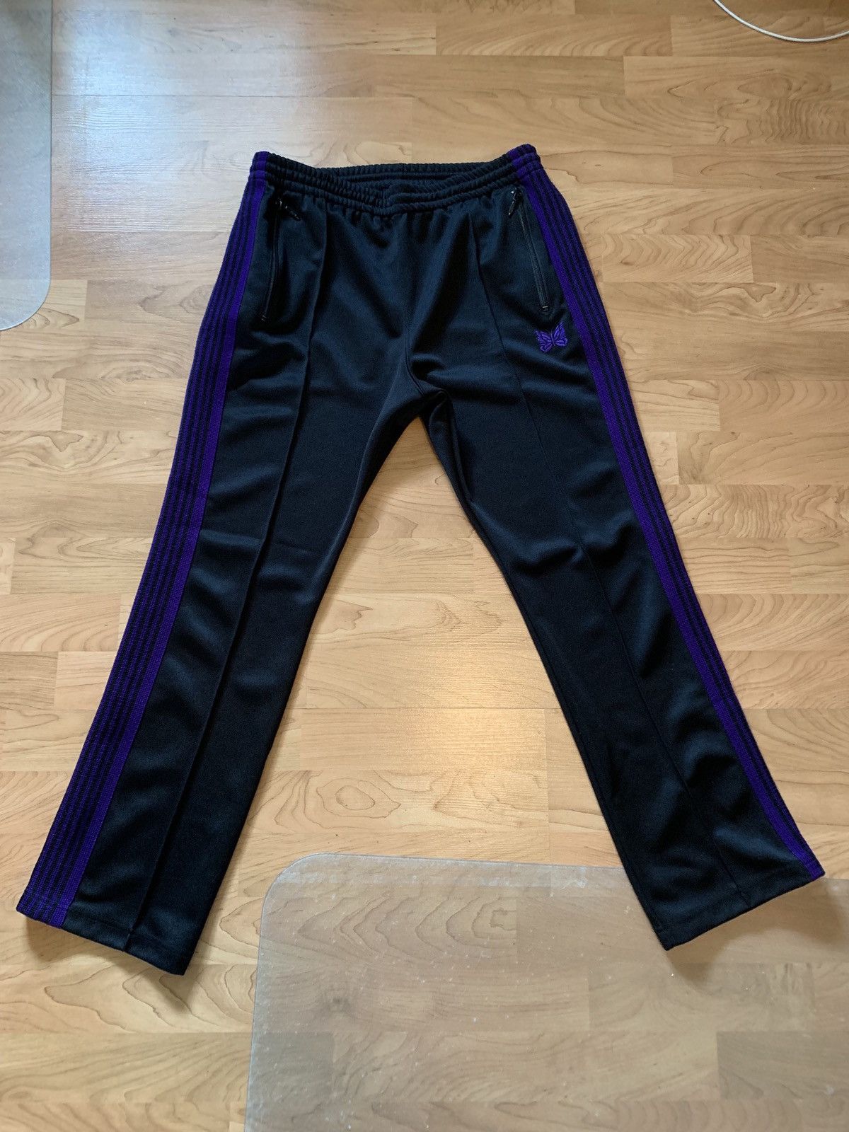 Needles track pants black purple stripe size M