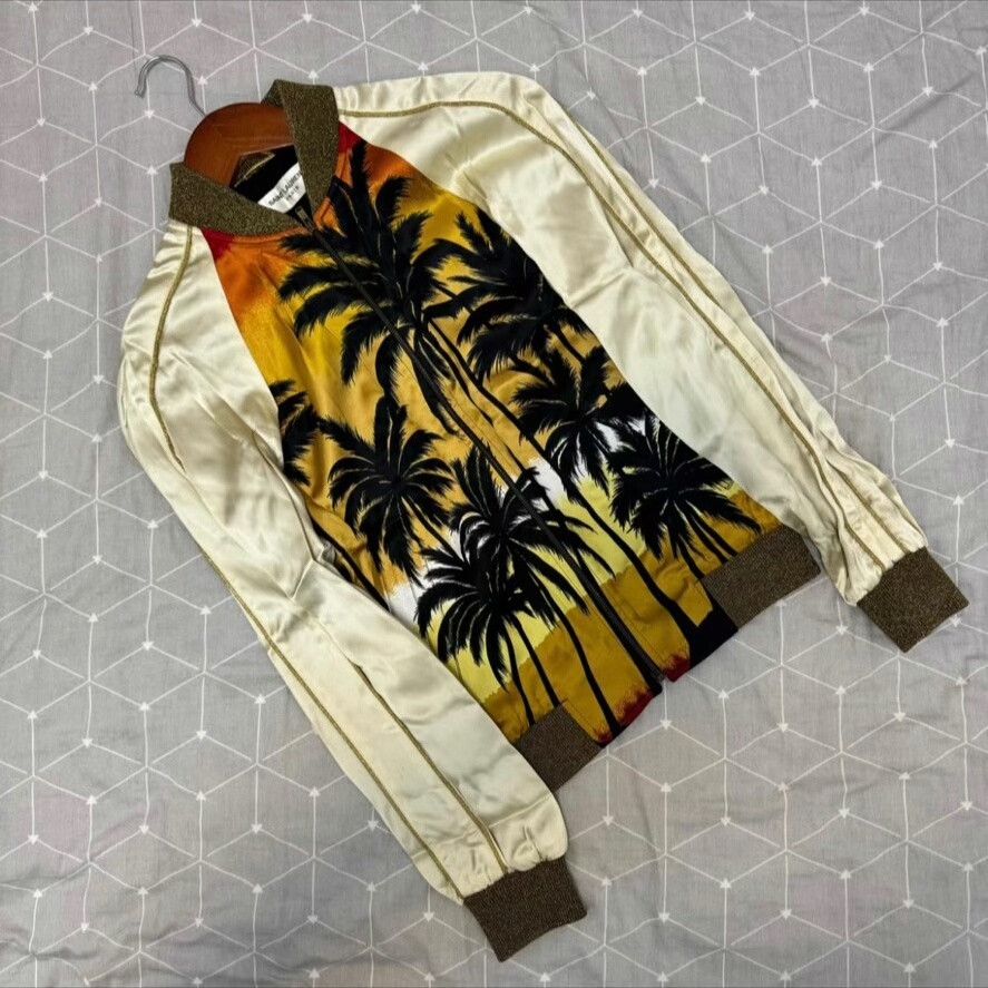Saint Laurent Paris Saint Laurent Satin Palm Tree Jacket Size US M / EU 48-50 / 2 - 3 Thumbnail