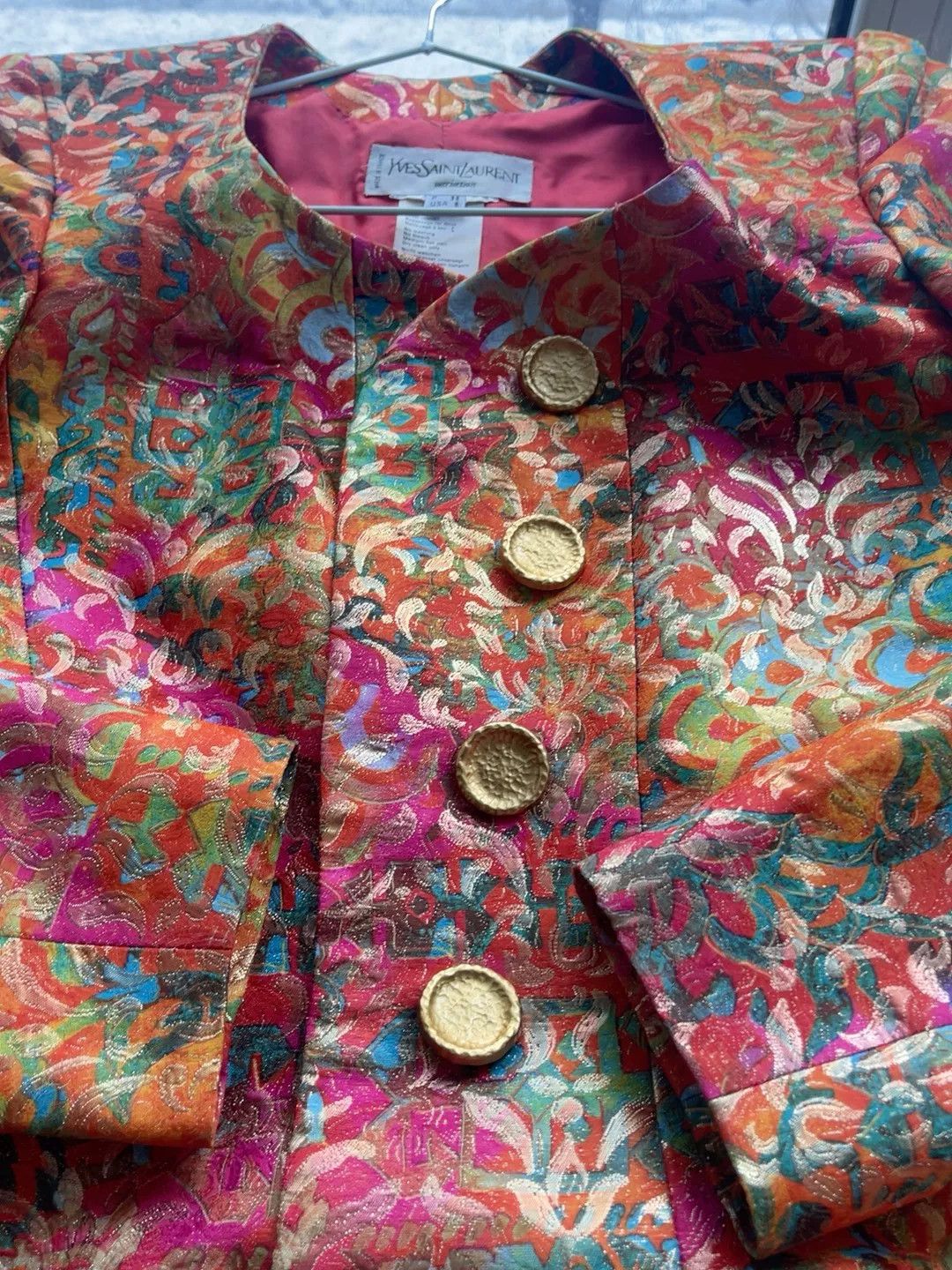 Saint Laurent Paris Vintage YSL Jacquard Gold Button Top Size M / US 6-8 / IT 42-44 - 5 Thumbnail