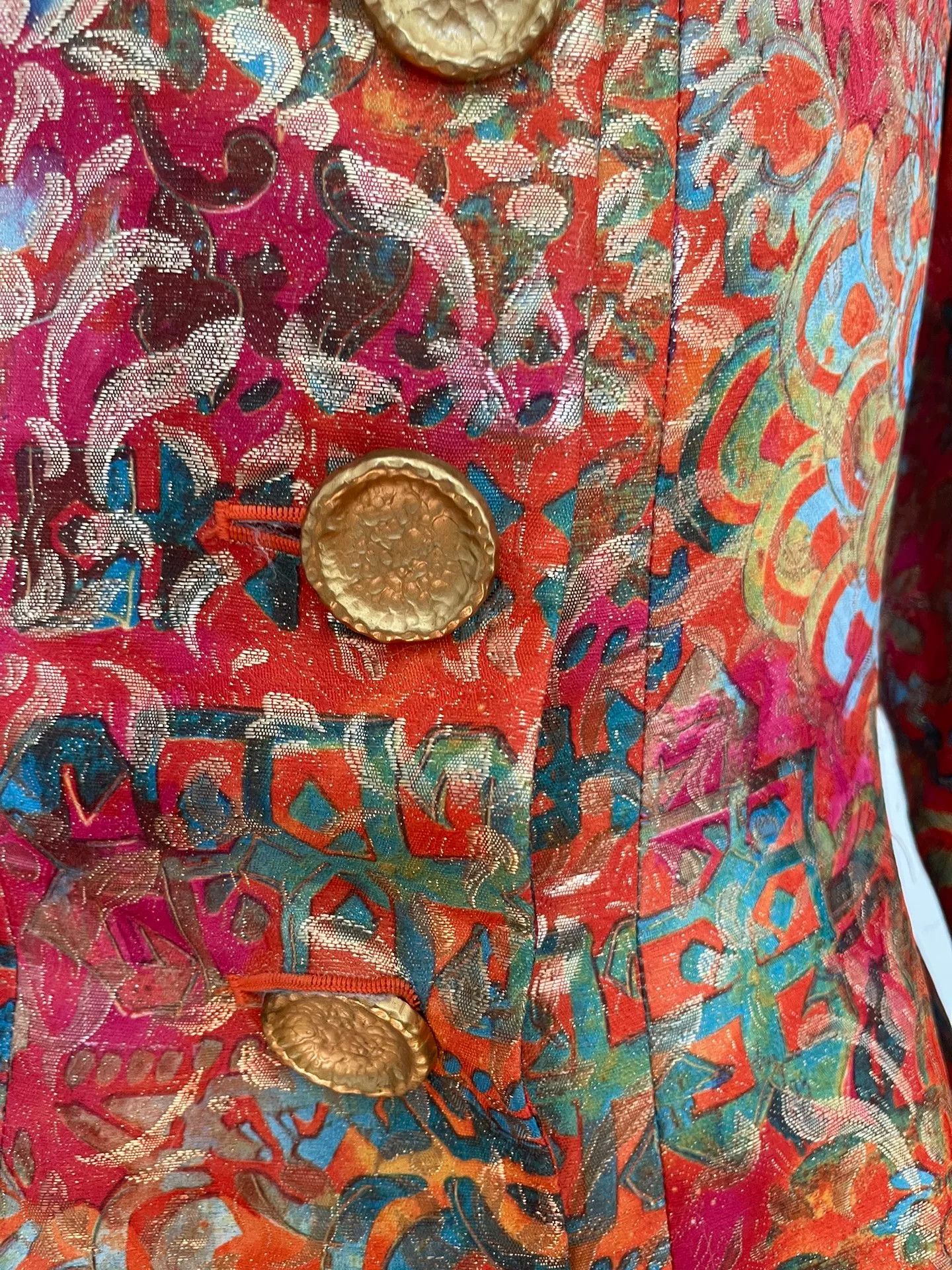 Saint Laurent Paris Vintage YSL Jacquard Gold Button Top Size M / US 6-8 / IT 42-44 - 7 Thumbnail
