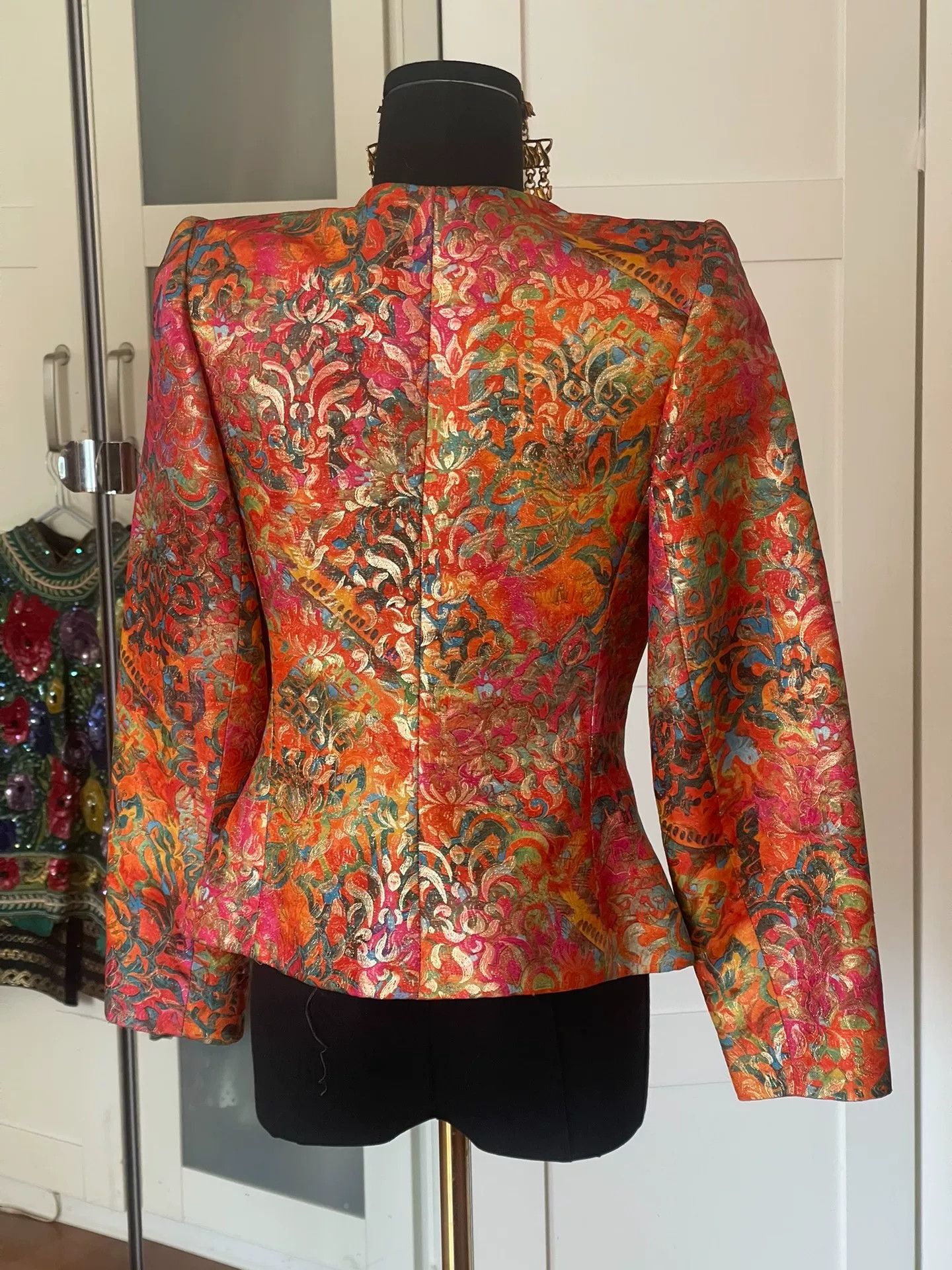 Saint Laurent Paris Vintage YSL Jacquard Gold Button Top Size M / US 6-8 / IT 42-44 - 3 Thumbnail
