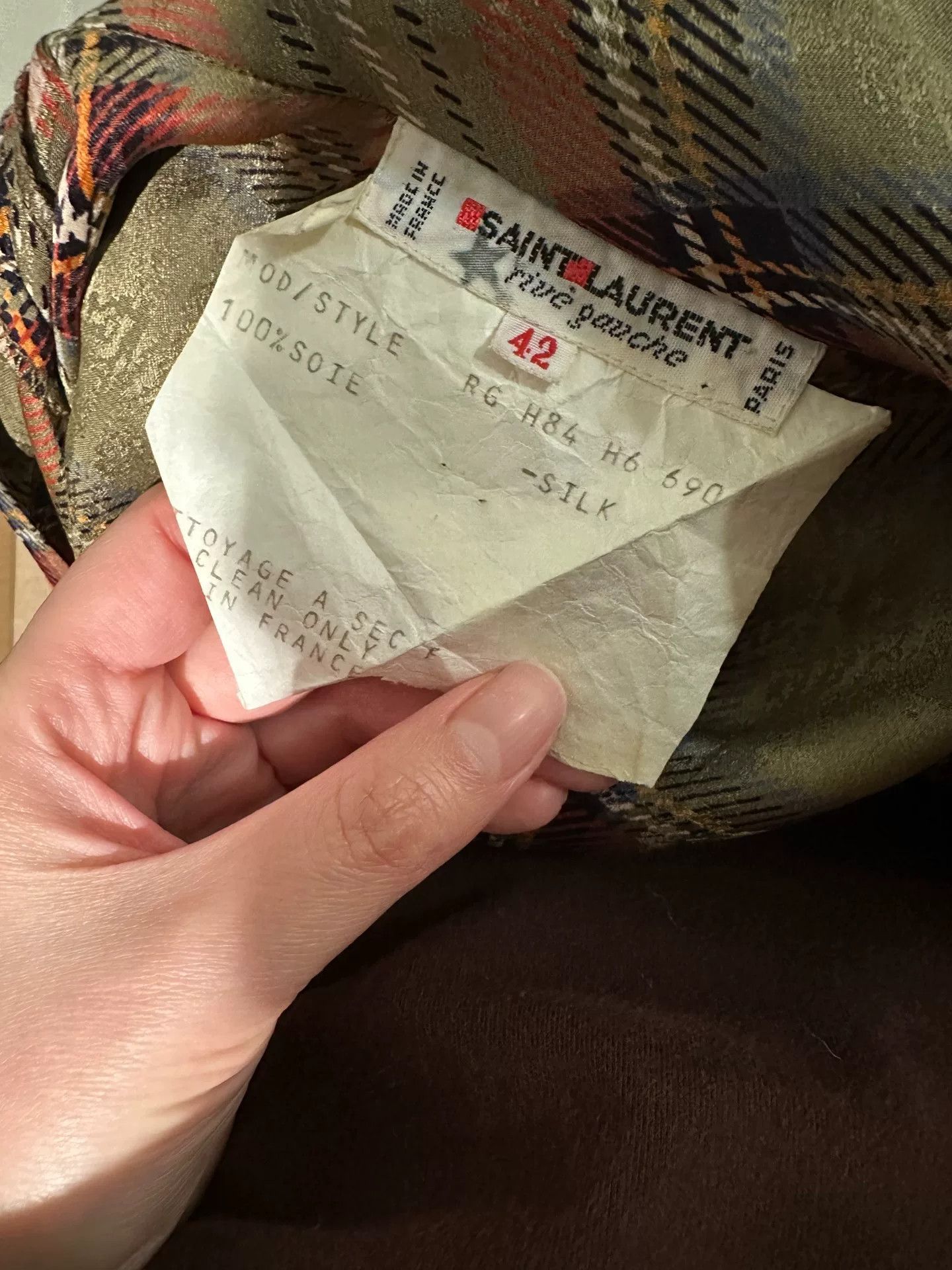 Saint Laurent Paris Yves Saint Laurent Vintage Plaid Silk Shirt Size M / US 6-8 / IT 42-44 - 4 Thumbnail
