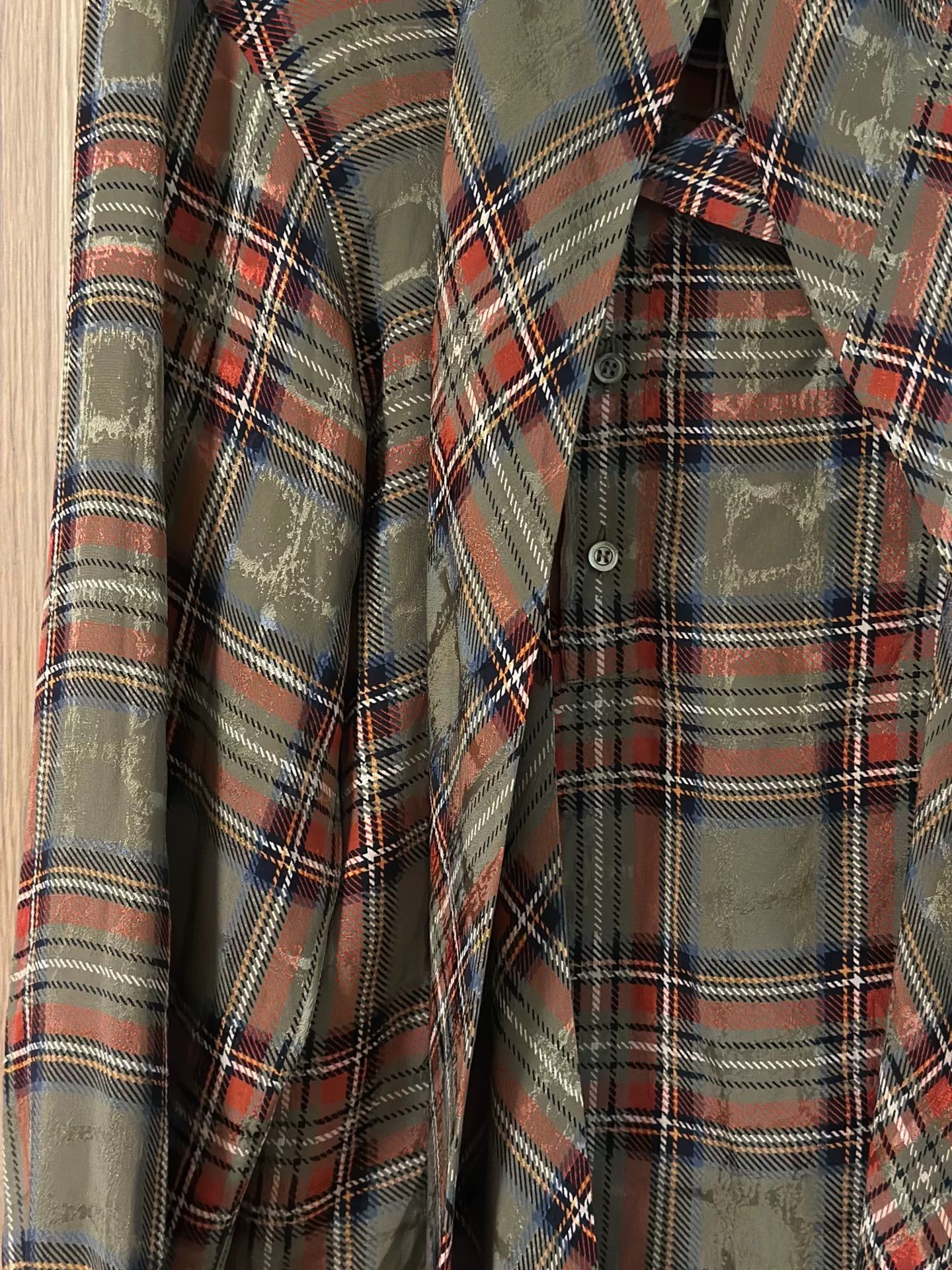 Saint Laurent Paris Yves Saint Laurent Vintage Plaid Silk Shirt Size M / US 6-8 / IT 42-44 - 3 Thumbnail