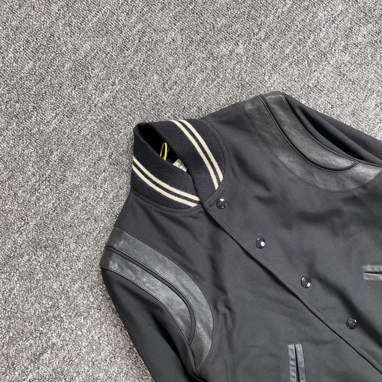 Saint Laurent Paris Saint Laurent Black Leather Sleeves Varsity Jacket Size US M / EU 48-50 / 2 - 3 Thumbnail