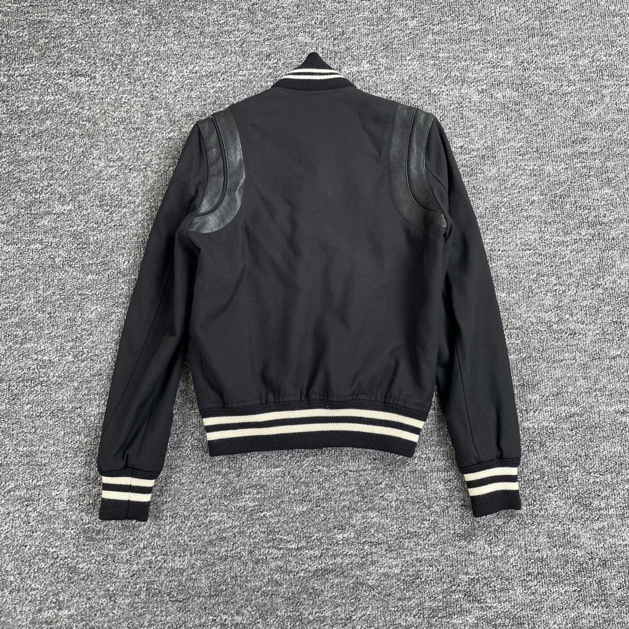 Saint Laurent Paris Saint Laurent Black Leather Sleeves Varsity Jacket Size US M / EU 48-50 / 2 - 2 Thumbnail