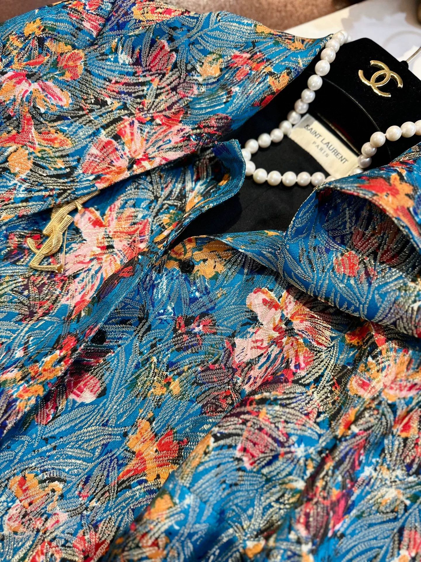 Saint Laurent Paris YSL Saint Laurent Floral Embroidered Dress Size M / US 6-8 / IT 42-44 - 7 Thumbnail