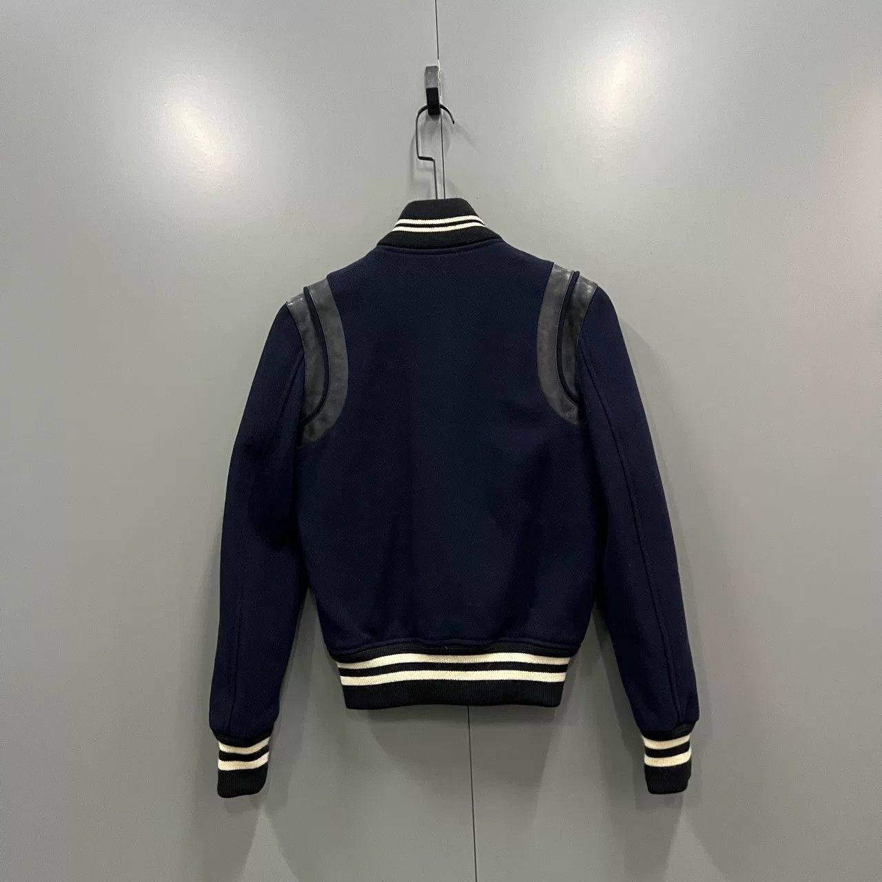 Saint Laurent Paris Saint Laurent Dark Blue Leather Patch Jacket Size US M / EU 48-50 / 2 - 2 Thumbnail